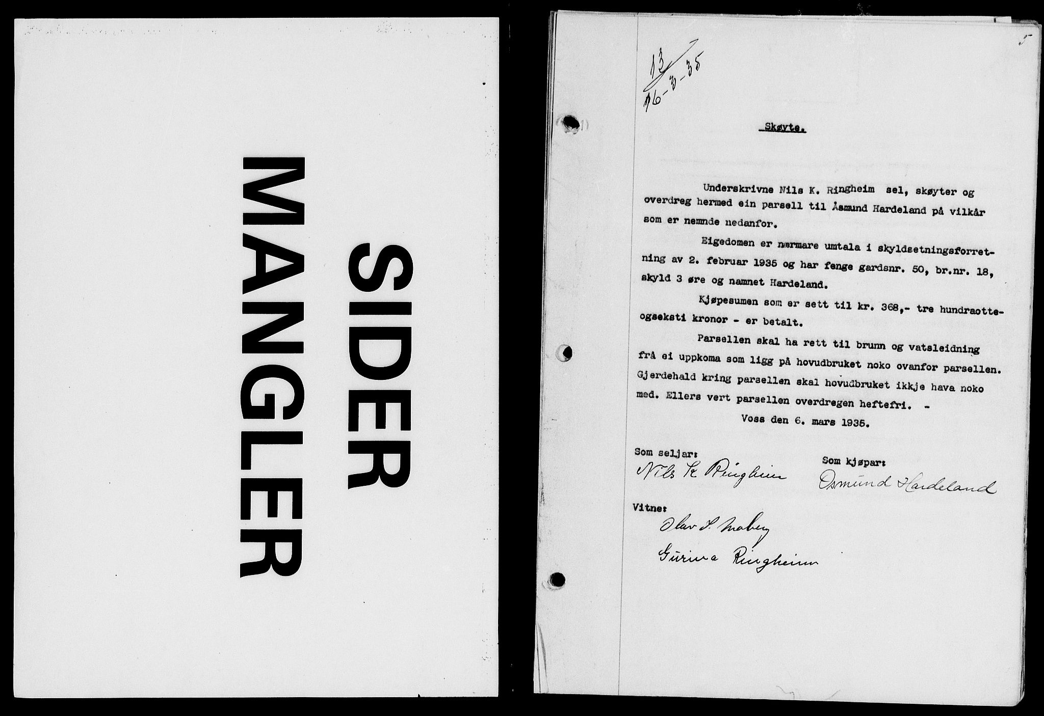 Voss sorenskrivar, AV/SAB-A-2701/G/Ga/Gab/L0008: Mortgage book no. II.A.b.23, 1935-1936, p. 5