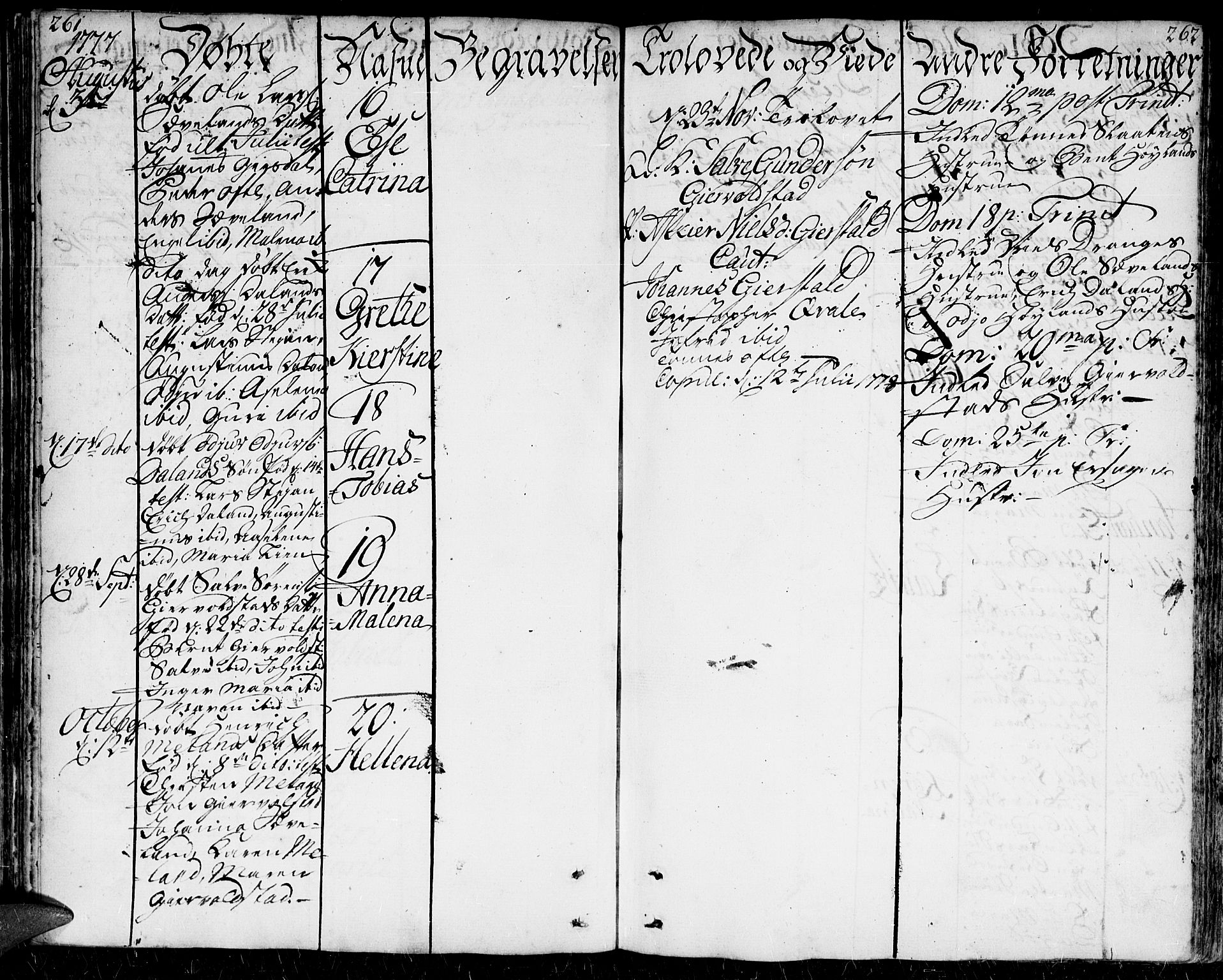 Herad sokneprestkontor, AV/SAK-1111-0018/F/Fa/Faa/L0001: Parish register (official) no. A 1 /1, 1768-1799, p. 261-262