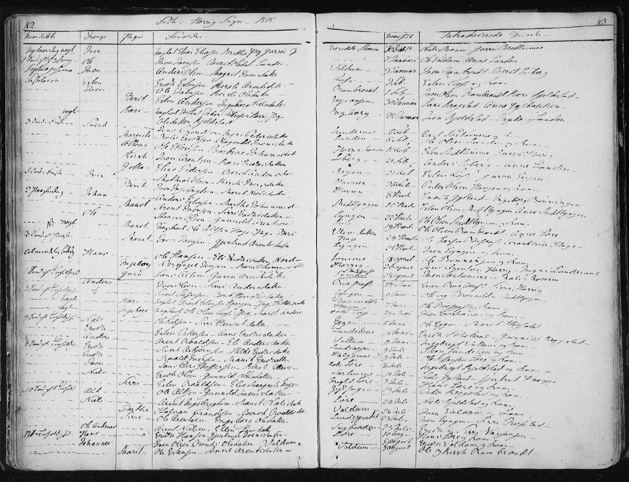 Ministerialprotokoller, klokkerbøker og fødselsregistre - Sør-Trøndelag, SAT/A-1456/687/L0993: Parish register (official) no. 687A03 /2, 1788-1815, p. 102-103