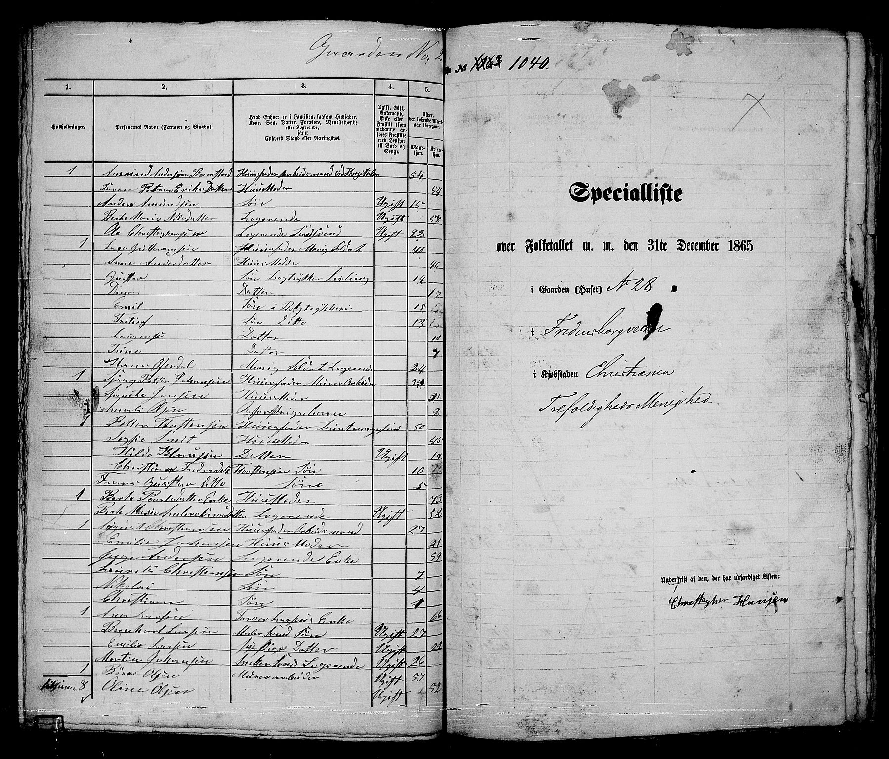 RA, 1865 census for Kristiania, 1865, p. 2356