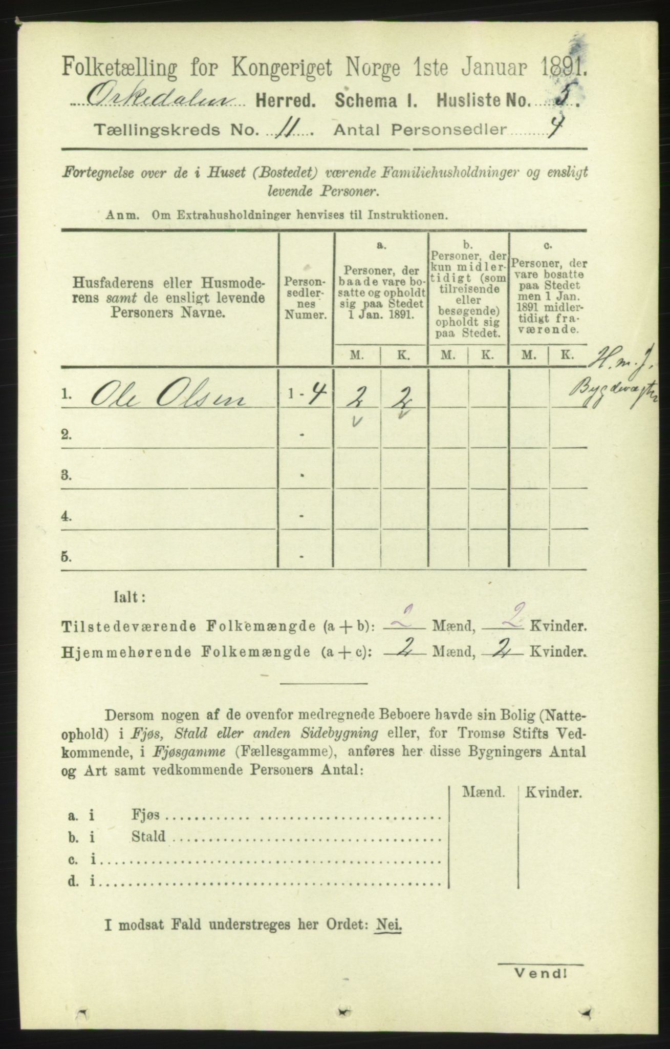 RA, 1891 census for 1638 Orkdal, 1891, p. 5084