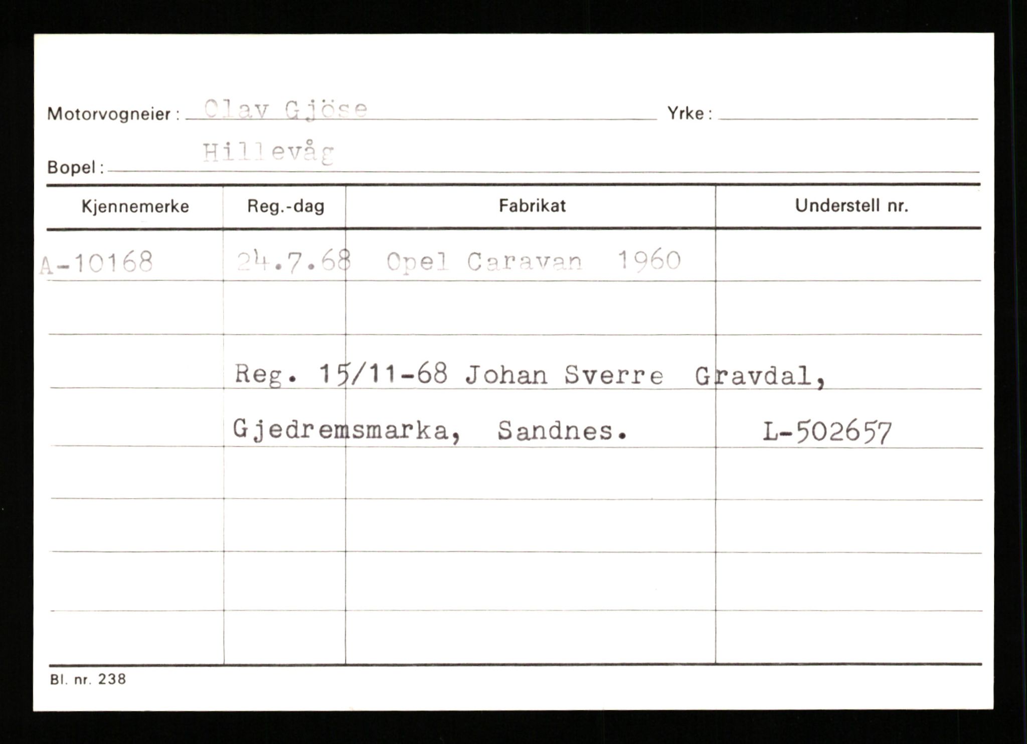 Stavanger trafikkstasjon, SAST/A-101942/0/G/L0002: Registreringsnummer: 5791 - 10405, 1930-1971, p. 2966