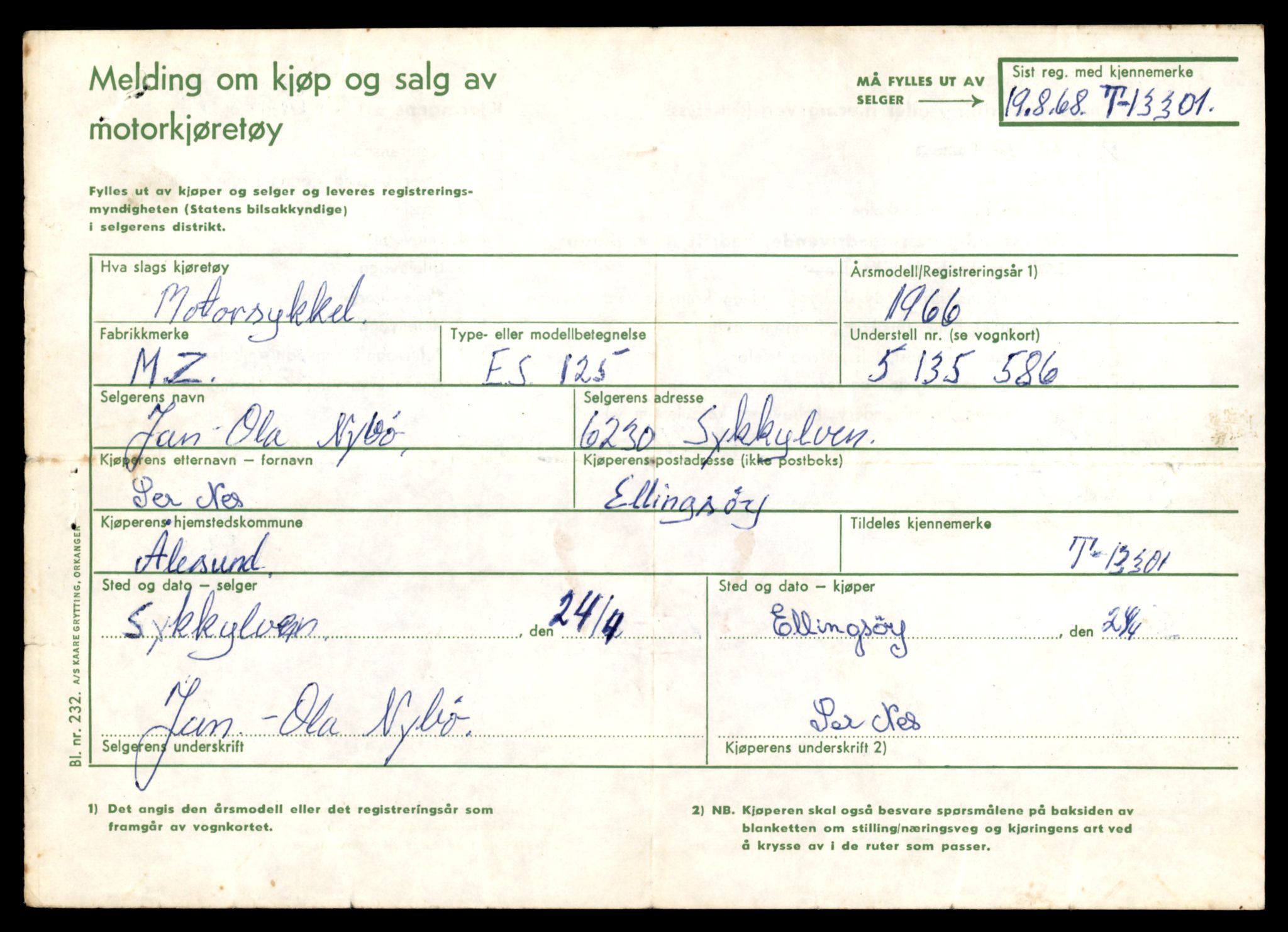 Møre og Romsdal vegkontor - Ålesund trafikkstasjon, AV/SAT-A-4099/F/Fe/L0038: Registreringskort for kjøretøy T 13180 - T 13360, 1927-1998, p. 2113