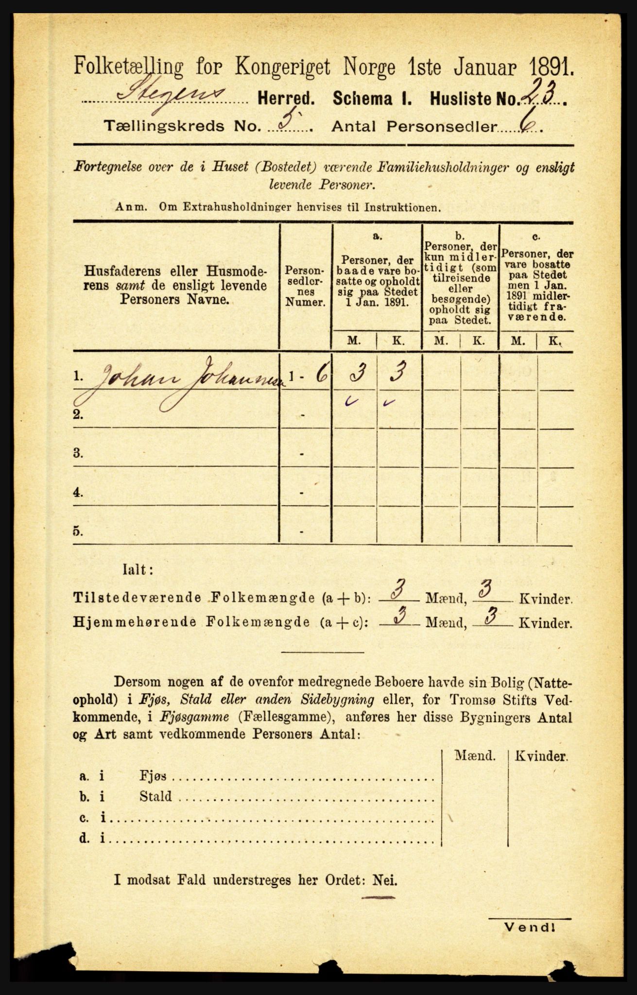 RA, 1891 census for 1848 Steigen, 1891, p. 1831