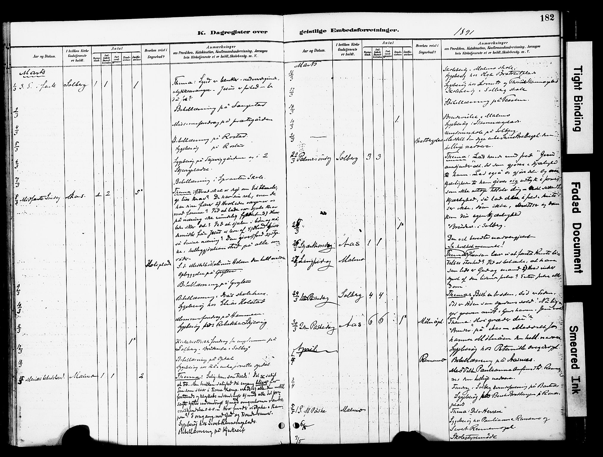 Ministerialprotokoller, klokkerbøker og fødselsregistre - Nord-Trøndelag, AV/SAT-A-1458/741/L0396: Parish register (official) no. 741A10, 1889-1901, p. 182