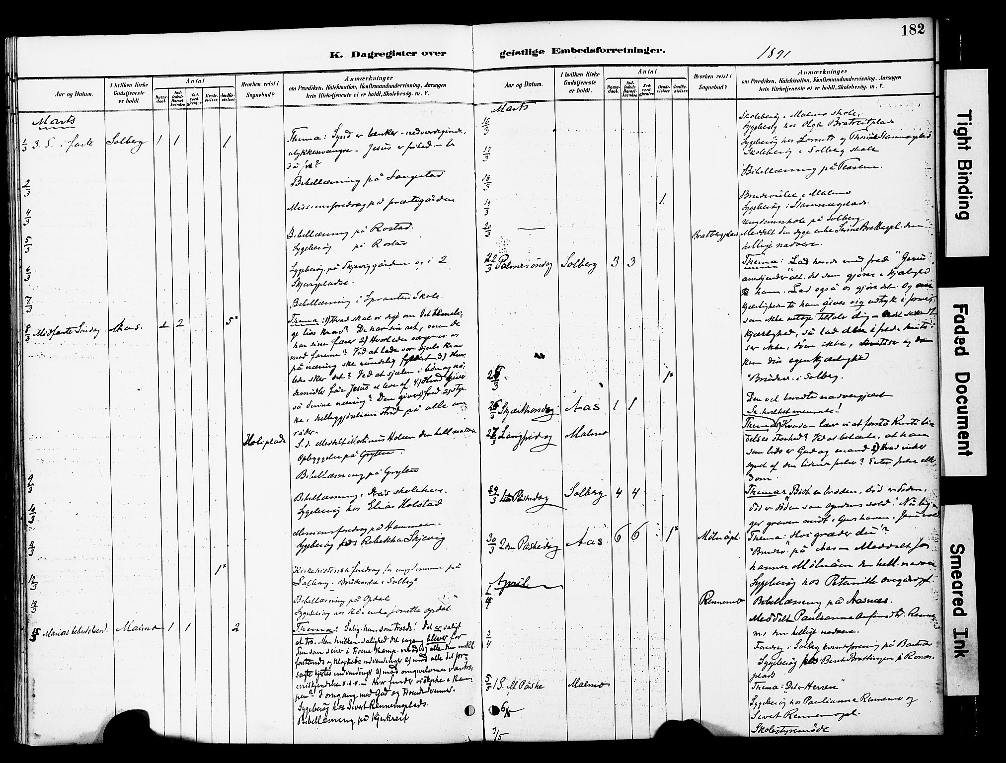 Ministerialprotokoller, klokkerbøker og fødselsregistre - Nord-Trøndelag, AV/SAT-A-1458/741/L0396: Parish register (official) no. 741A10, 1889-1901, p. 182