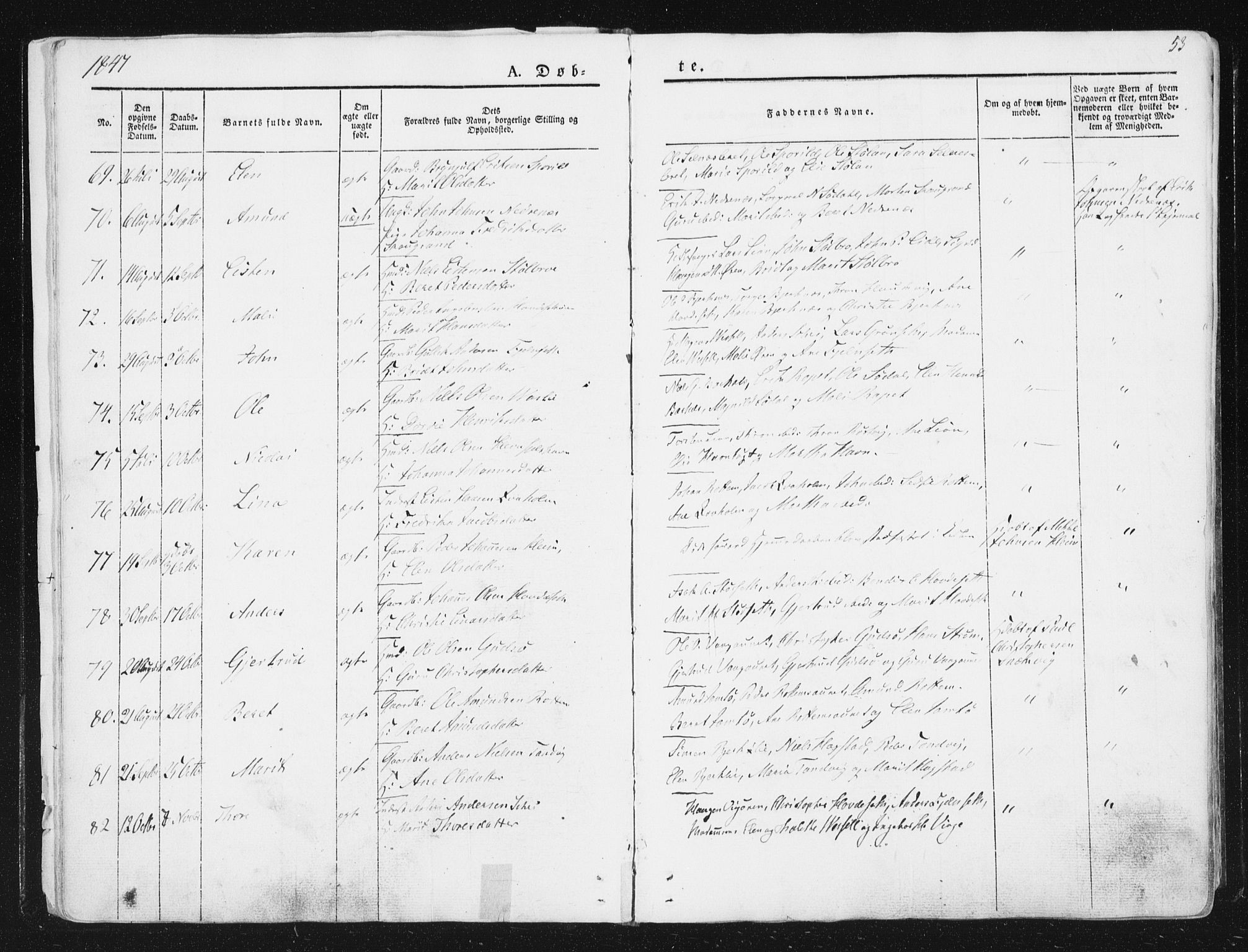 Ministerialprotokoller, klokkerbøker og fødselsregistre - Sør-Trøndelag, SAT/A-1456/630/L0493: Parish register (official) no. 630A06, 1841-1851, p. 53