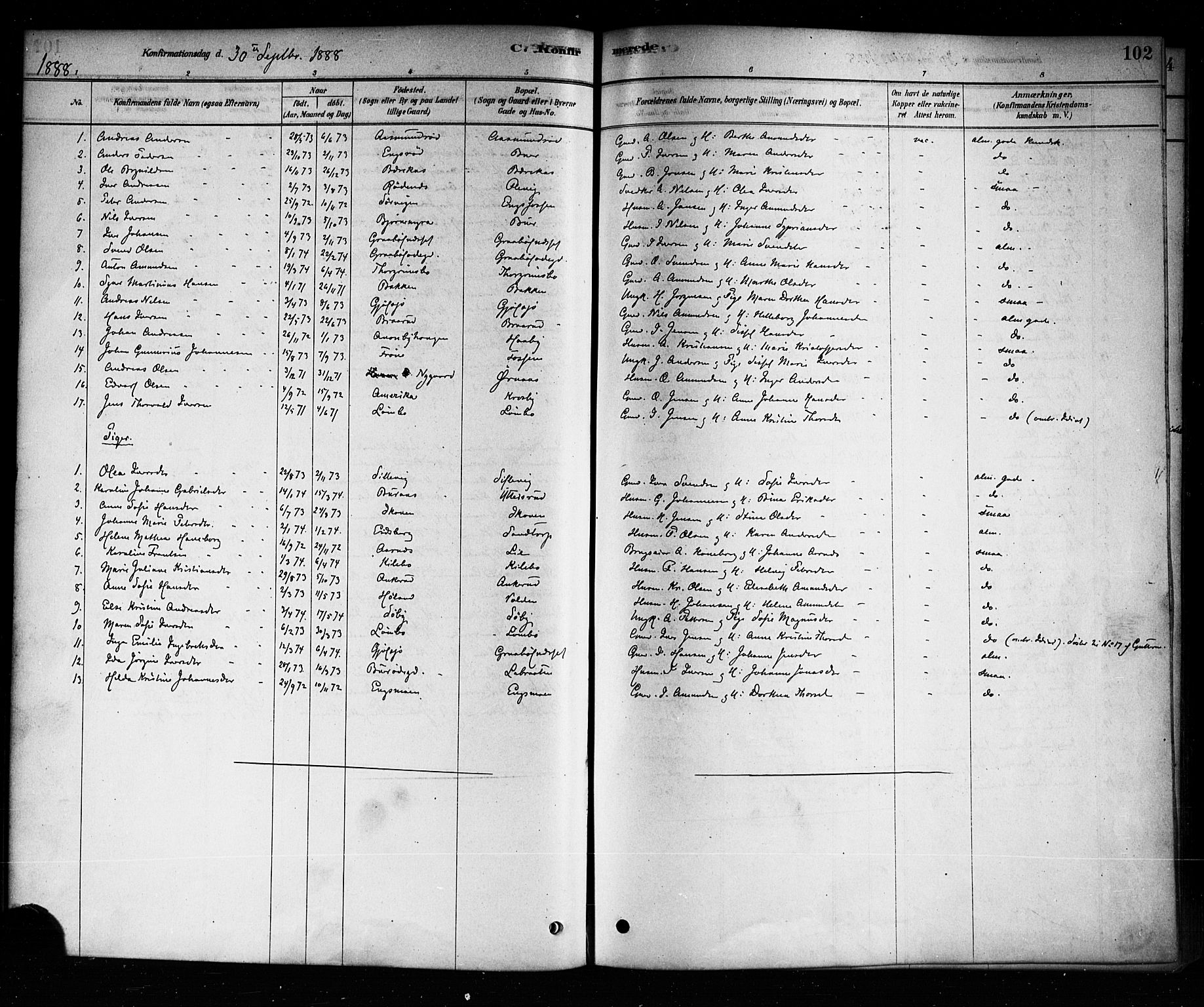Aremark prestekontor Kirkebøker, SAO/A-10899/F/Fb/L0004: Parish register (official) no. II 4, 1878-1895, p. 102
