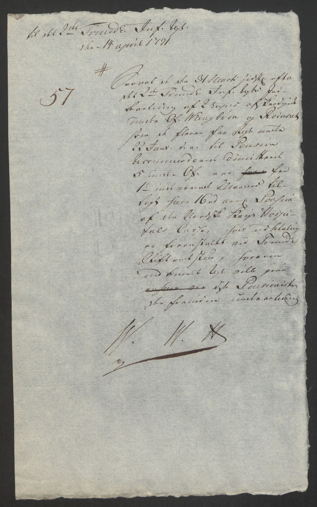 Forsvaret, Den norske kvesthuskasse/krigshospitalkasse, AV/RA-RAFA-1887/F/Fa/L0008: Konsepter, 1790-1793, p. 455
