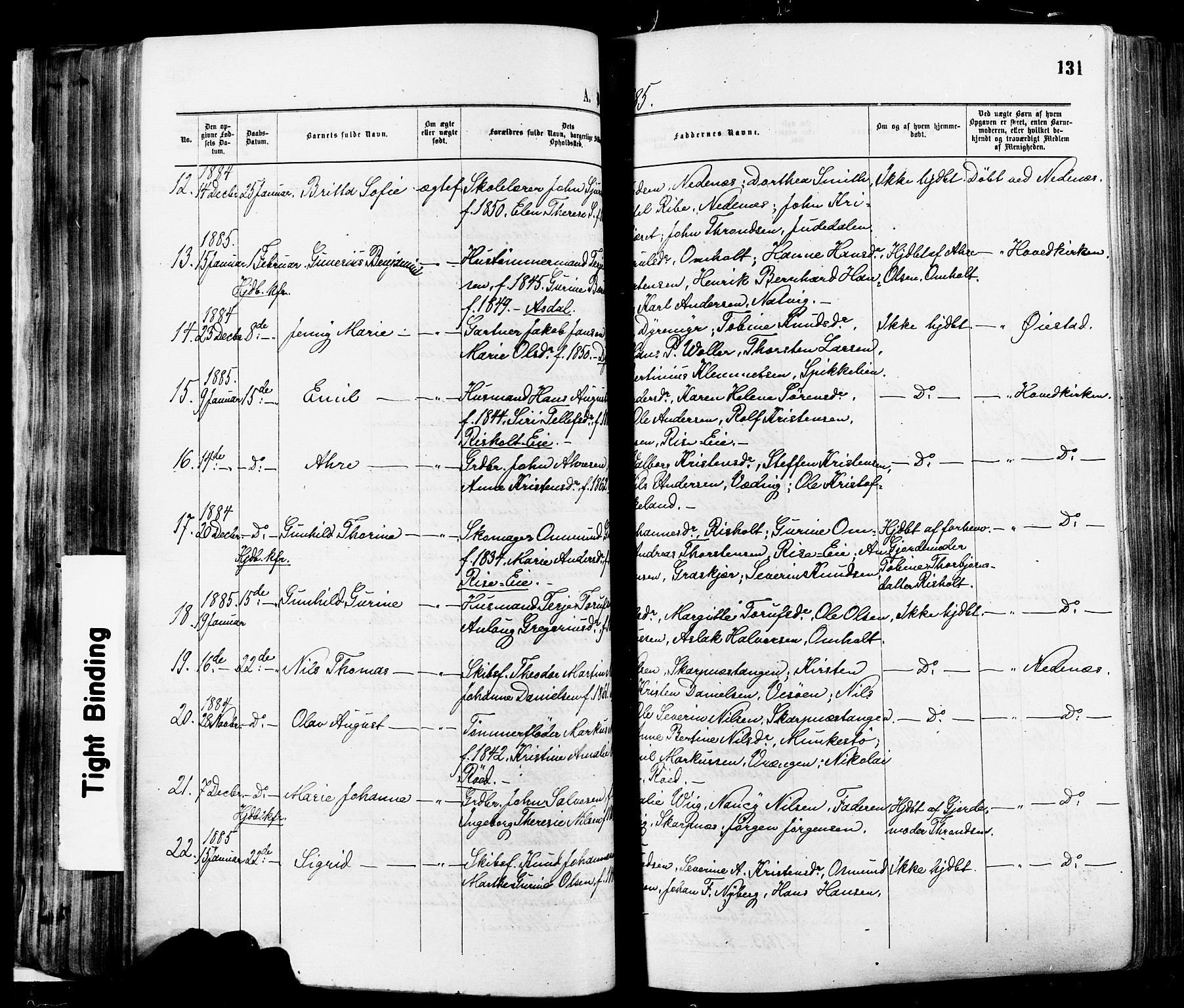 Øyestad sokneprestkontor, AV/SAK-1111-0049/F/Fa/L0016: Parish register (official) no. A 16, 1874-1886, p. 131