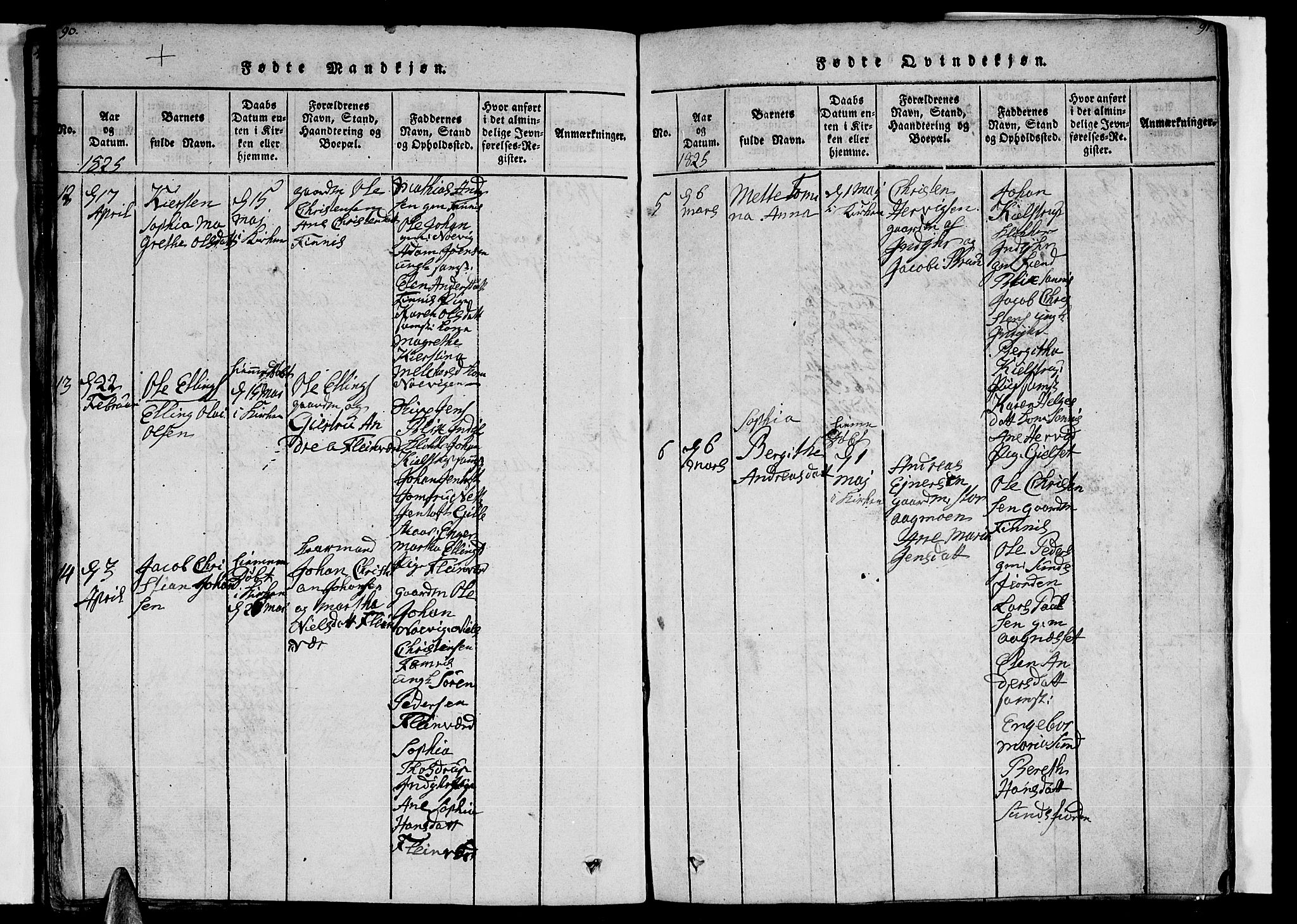 Ministerialprotokoller, klokkerbøker og fødselsregistre - Nordland, SAT/A-1459/805/L0105: Parish register (copy) no. 805C01, 1820-1839, p. 90-91
