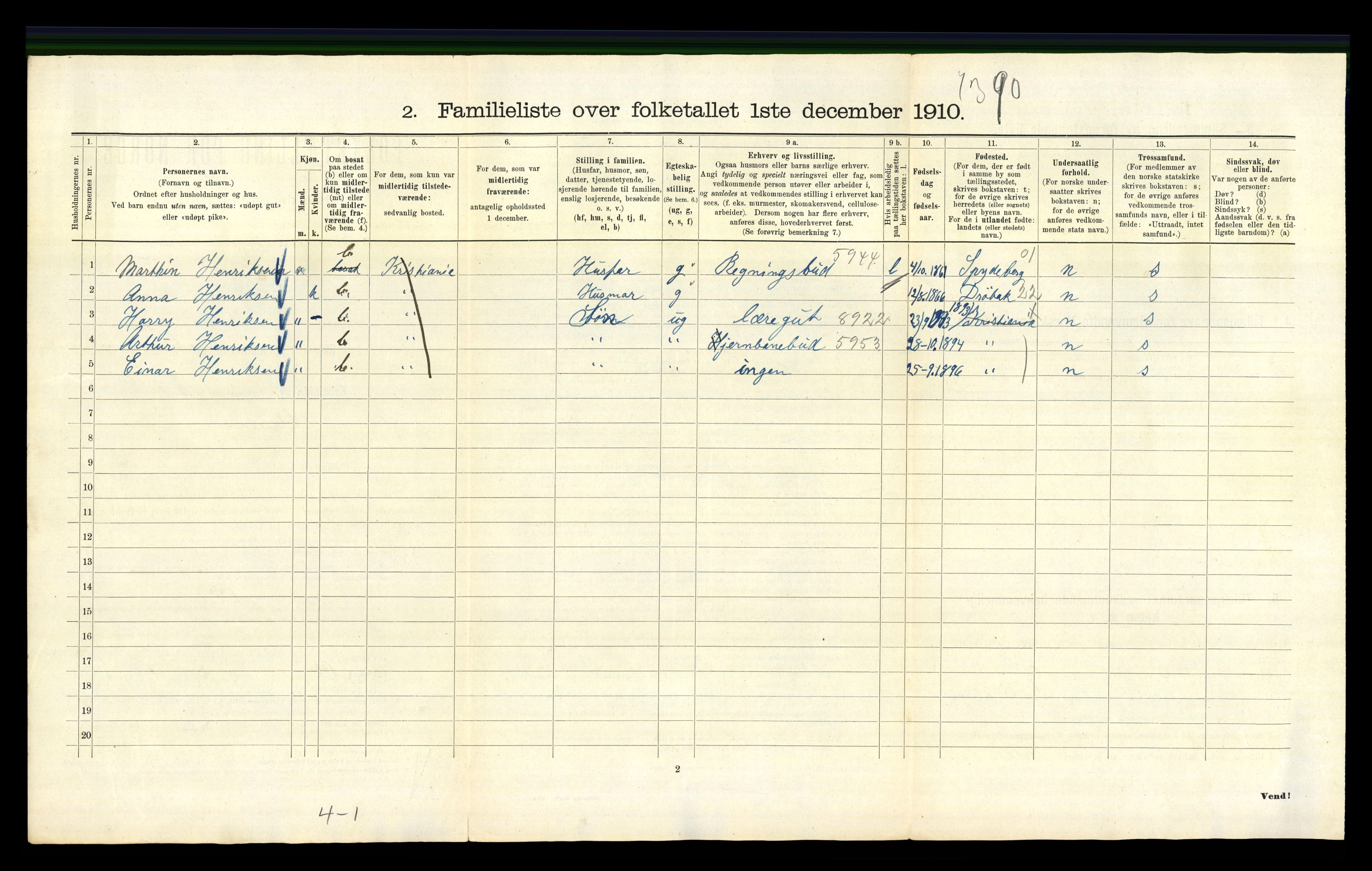 RA, 1910 census for Kristiania, 1910, p. 29200