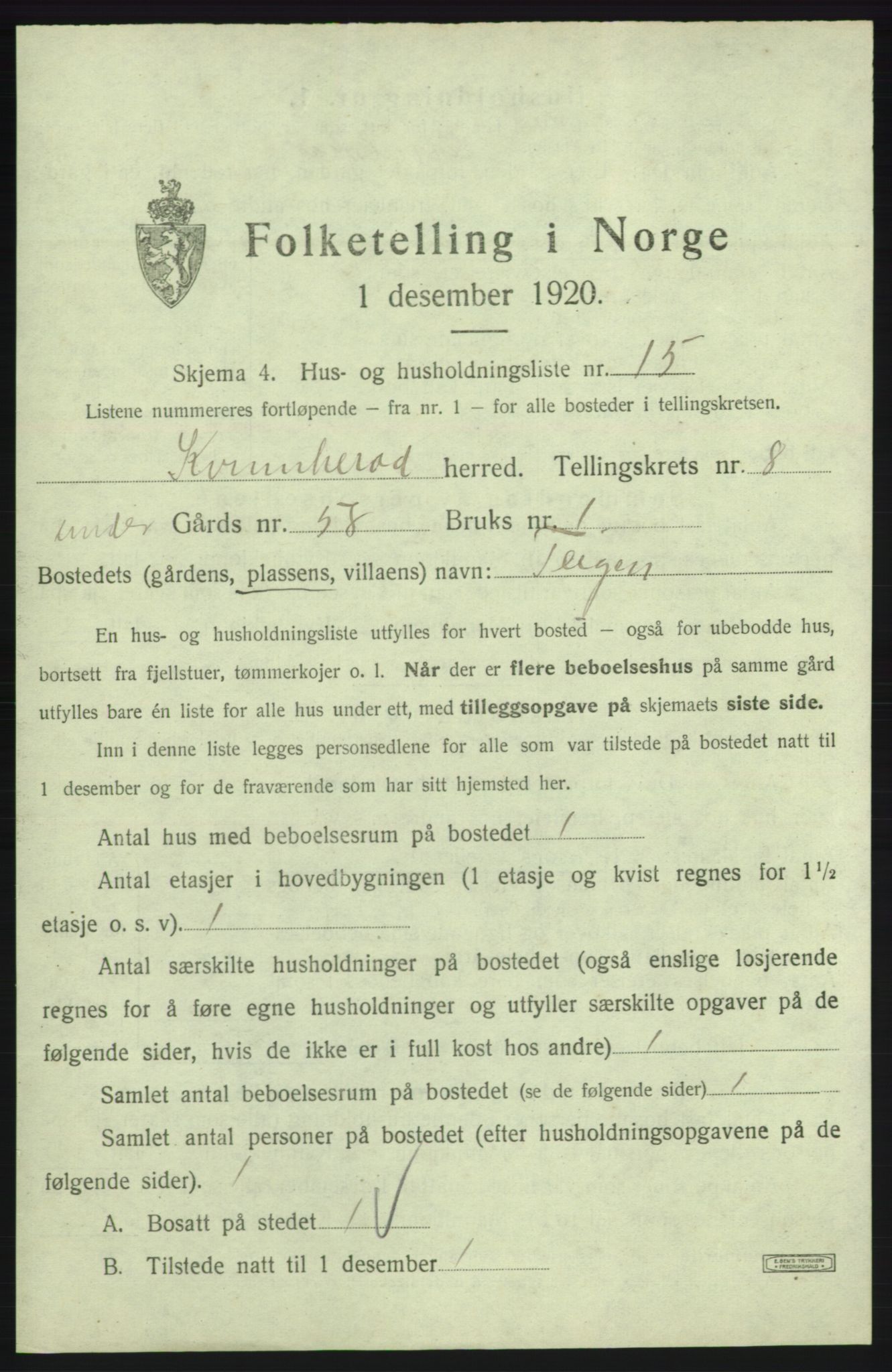 SAB, 1920 census for Kvinnherad, 1920, p. 1045