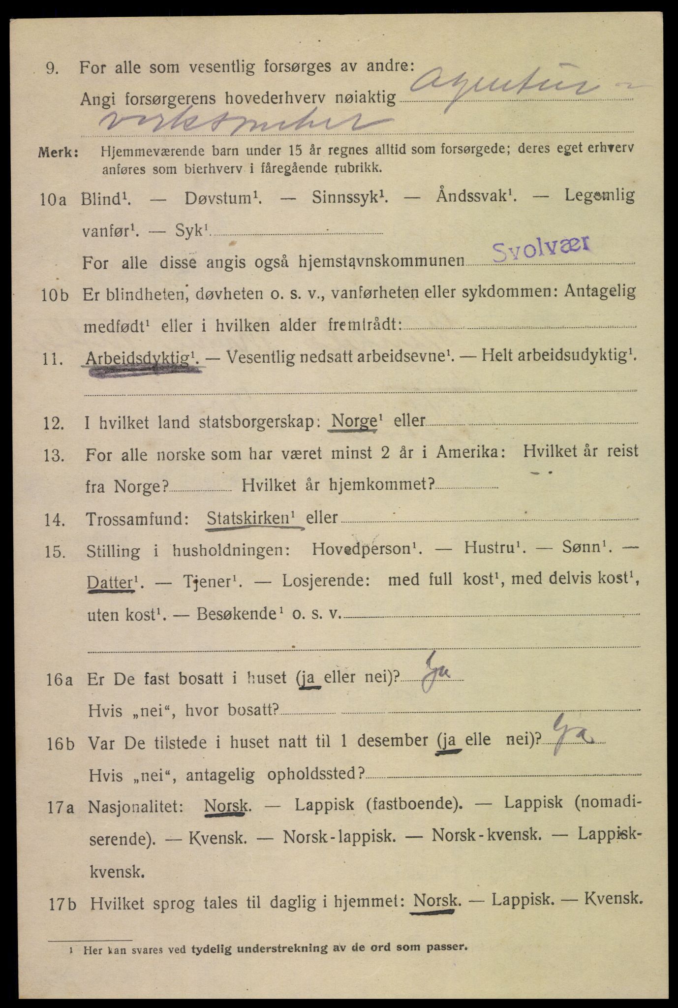 SAT, 1920 census for Svolvær, 1920, p. 4941