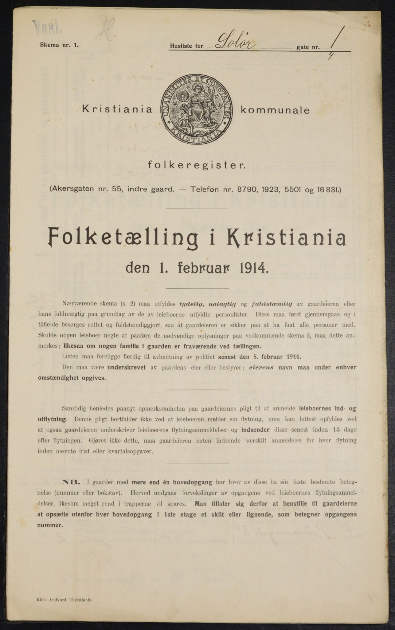 OBA, Municipal Census 1914 for Kristiania, 1914, p. 99557