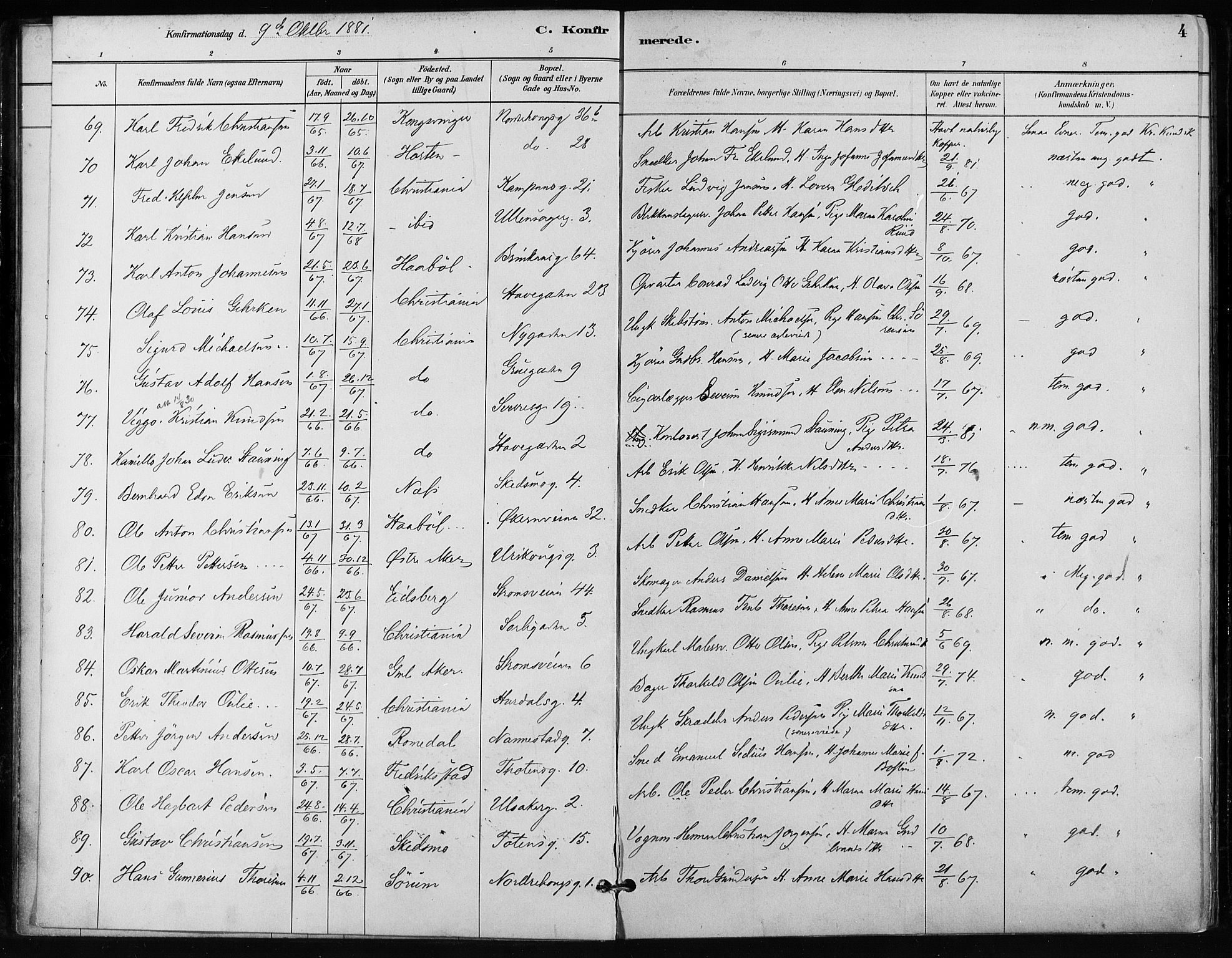 Kampen prestekontor Kirkebøker, SAO/A-10853/F/Fa/L0002: Parish register (official) no. I 2, 1880-1888, p. 4