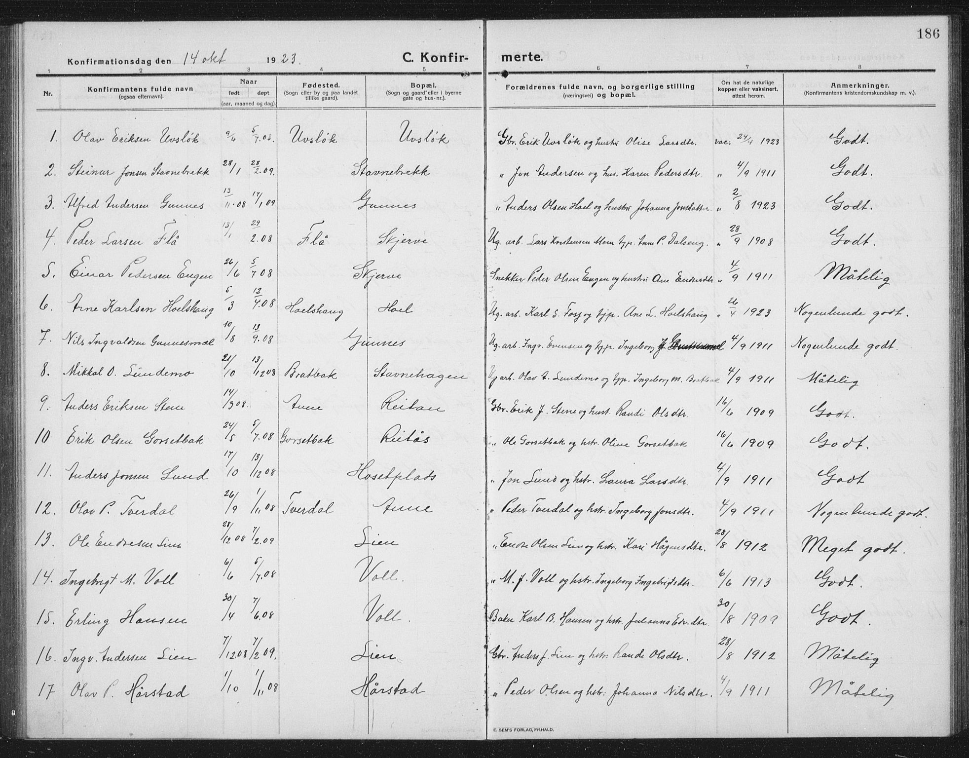 Ministerialprotokoller, klokkerbøker og fødselsregistre - Sør-Trøndelag, SAT/A-1456/674/L0877: Parish register (copy) no. 674C04, 1913-1940, p. 186