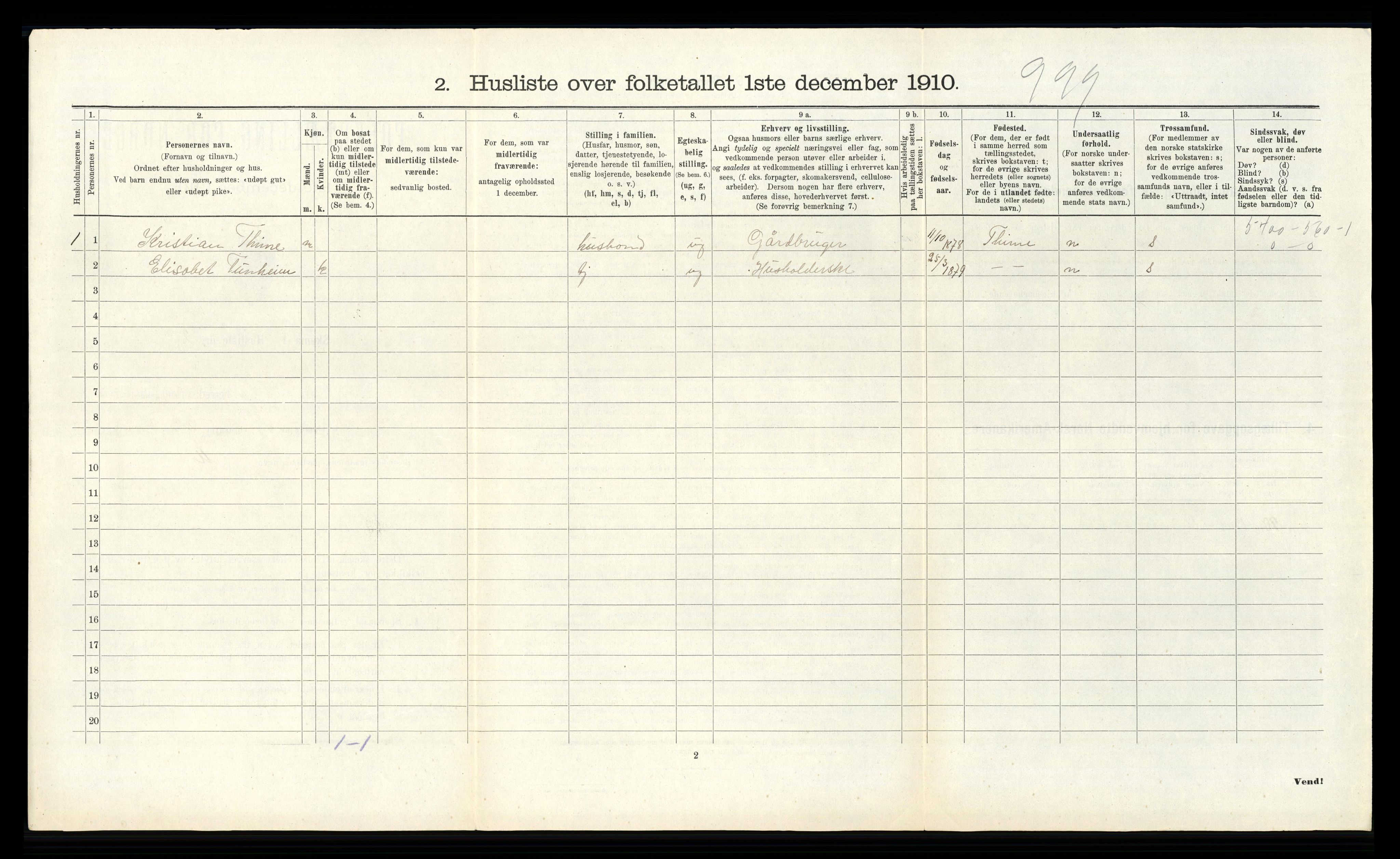 RA, 1910 census for Klepp, 1910, p. 332