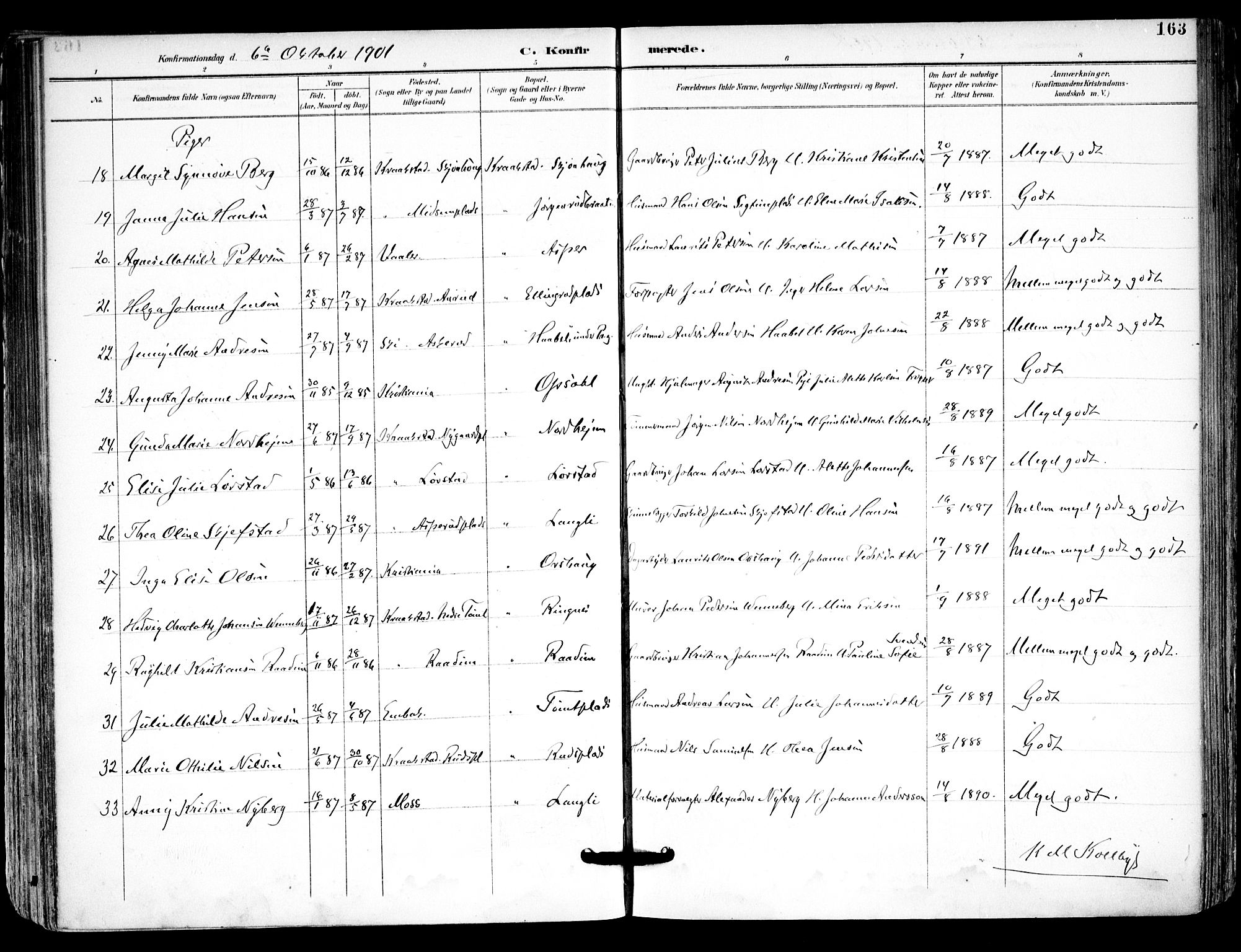 Kråkstad prestekontor Kirkebøker, SAO/A-10125a/F/Fa/L0010: Parish register (official) no. I 10, 1893-1931, p. 163