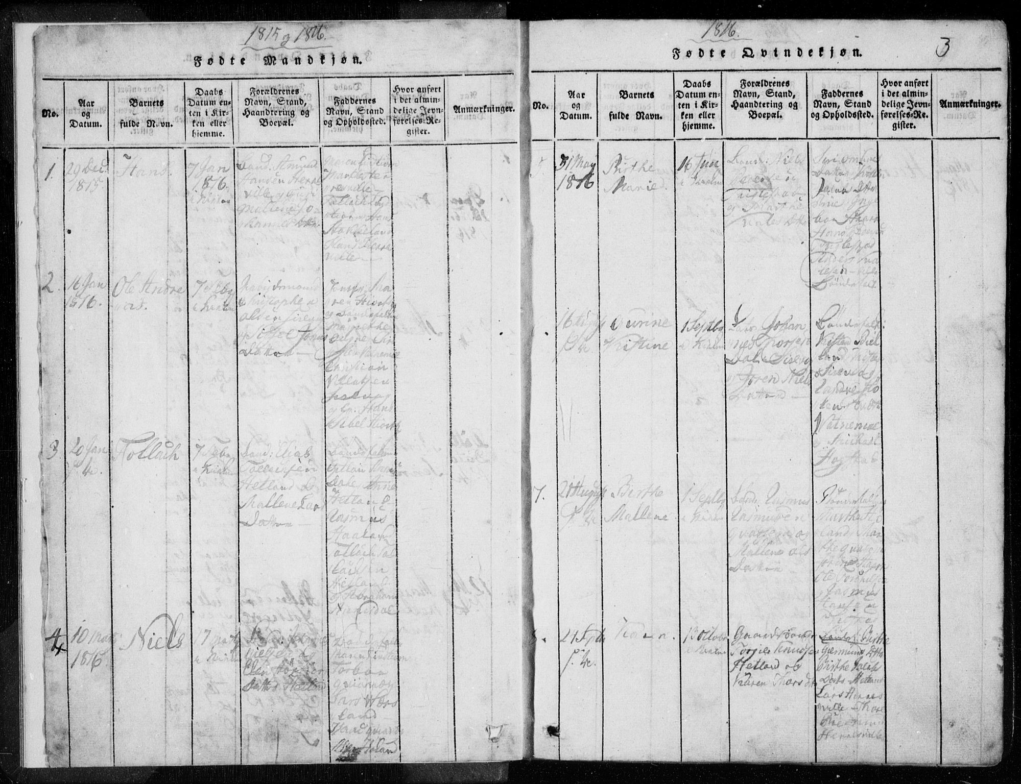 Eigersund sokneprestkontor, SAST/A-101807/S08/L0008: Parish register (official) no. A 8, 1816-1847, p. 3