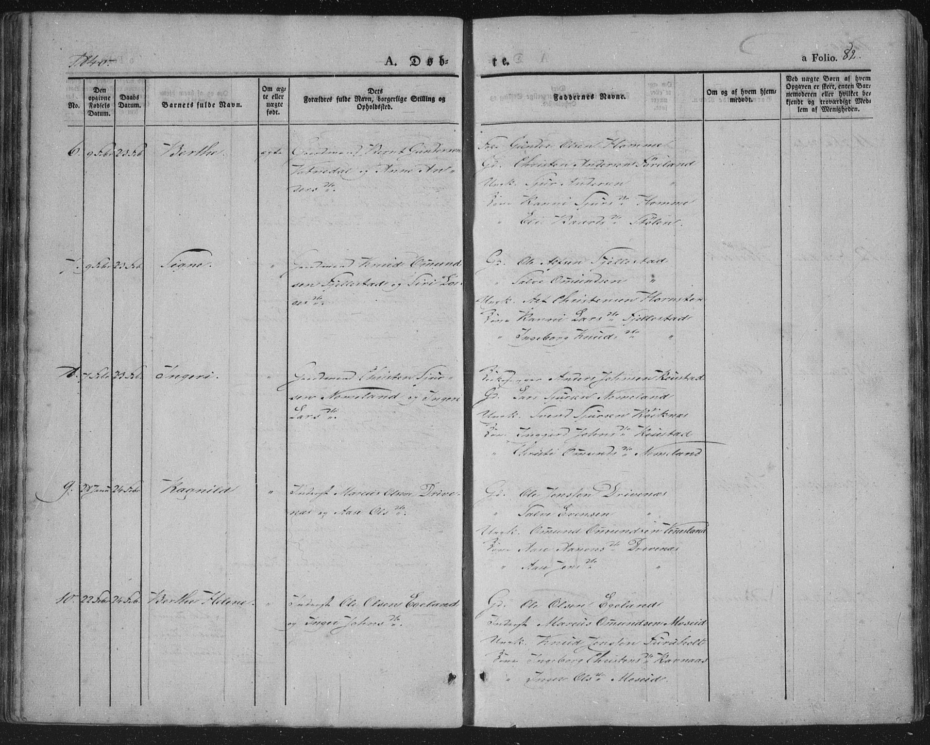 Vennesla sokneprestkontor, AV/SAK-1111-0045/Fa/Fac/L0004: Parish register (official) no. A 4, 1834-1855, p. 82