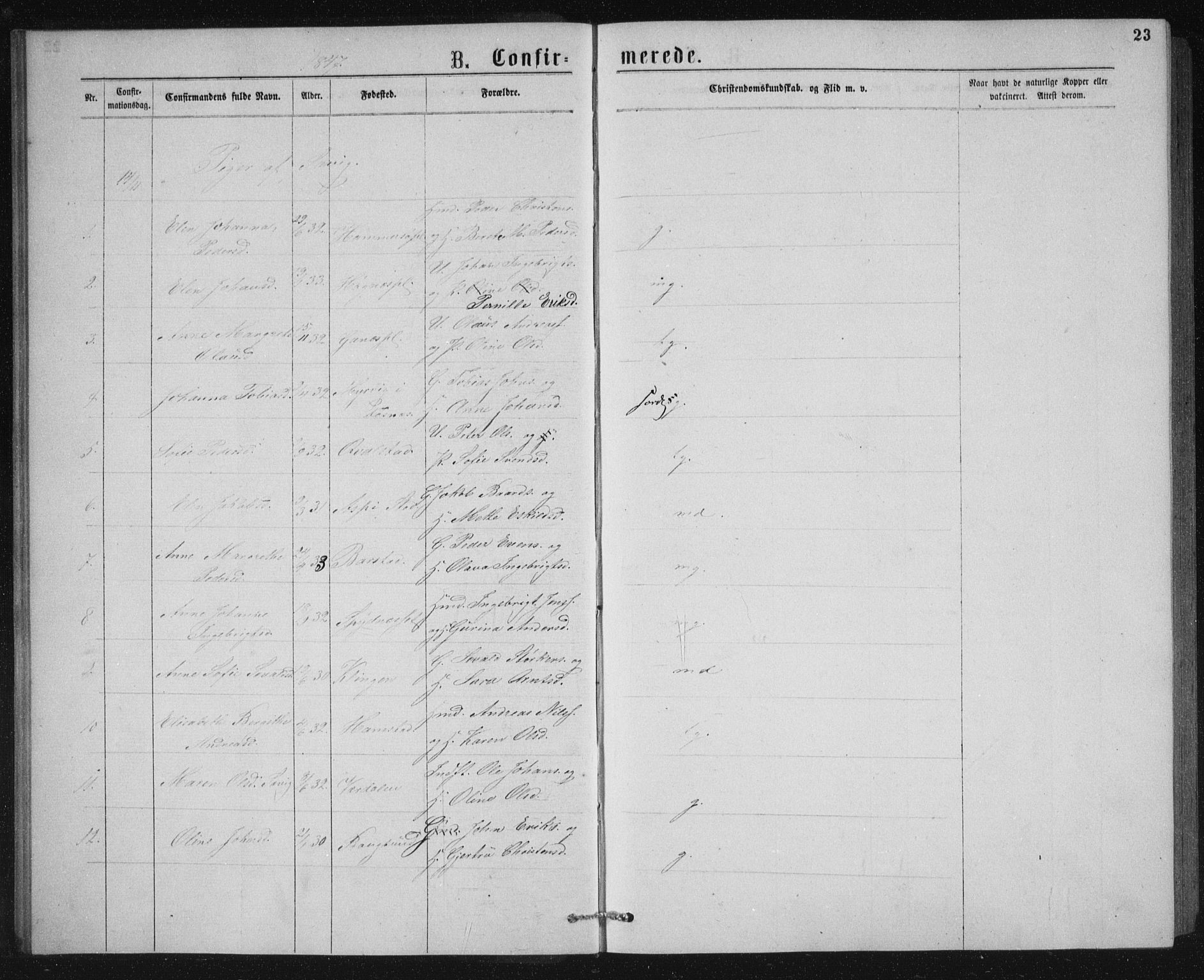 Ministerialprotokoller, klokkerbøker og fødselsregistre - Nord-Trøndelag, SAT/A-1458/768/L0567: Parish register (official) no. 768A02, 1837-1865, p. 23