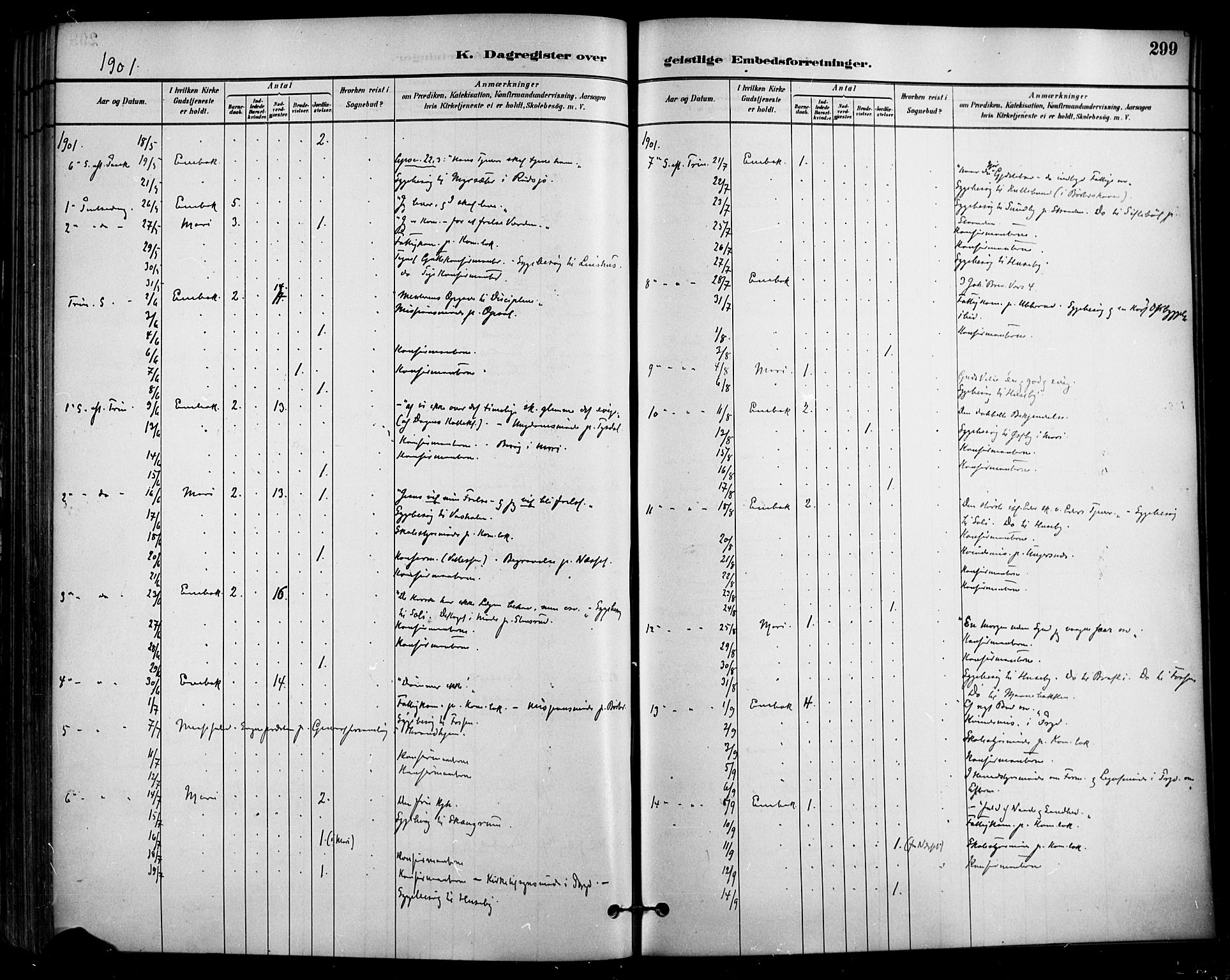 Enebakk prestekontor Kirkebøker, AV/SAO-A-10171c/F/Fa/L0016: Parish register (official) no. I 16, 1883-1898, p. 299