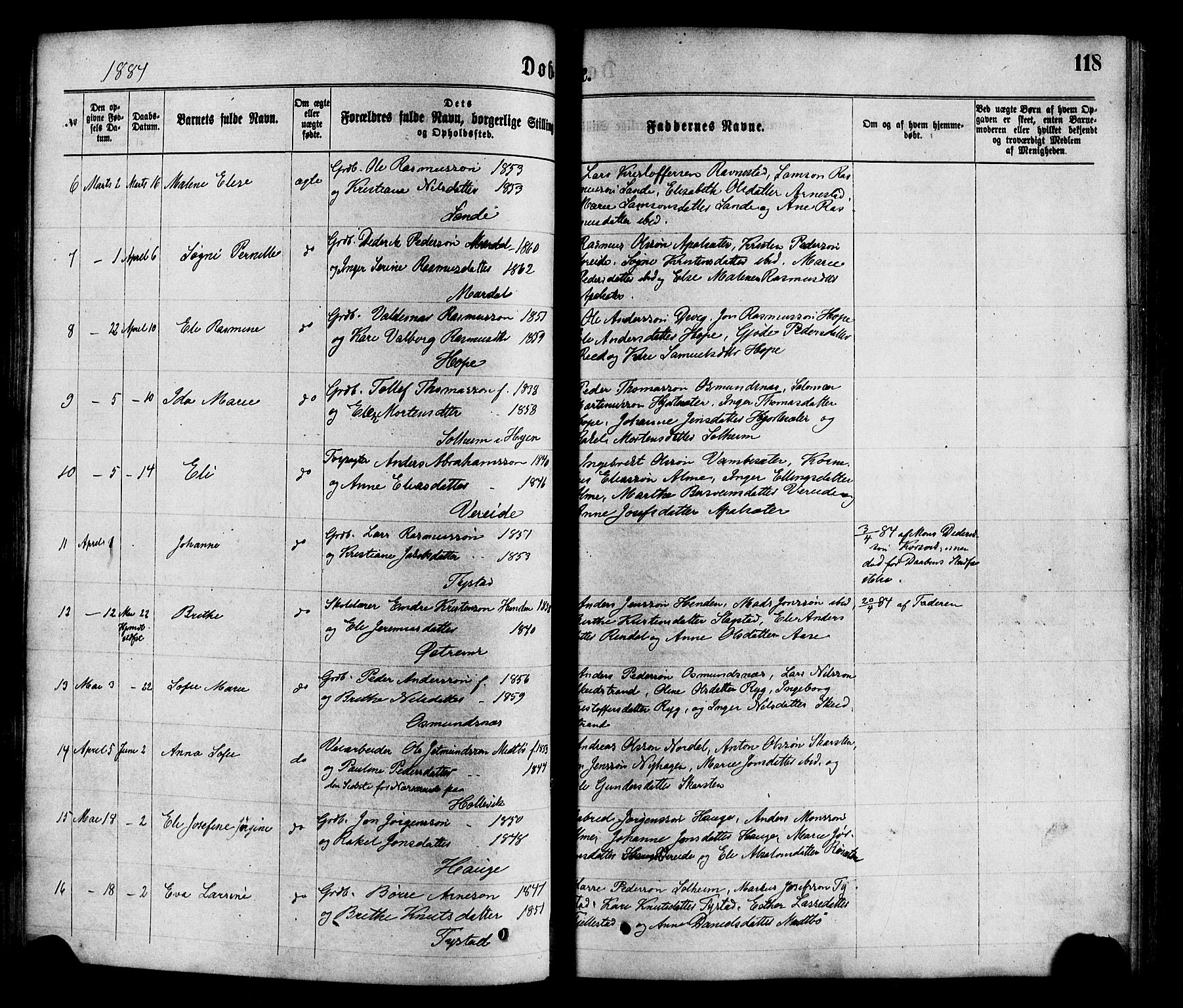 Gloppen sokneprestembete, SAB/A-80101/H/Haa/Haaa/L0010: Parish register (official) no. A 10, 1871-1884, p. 118