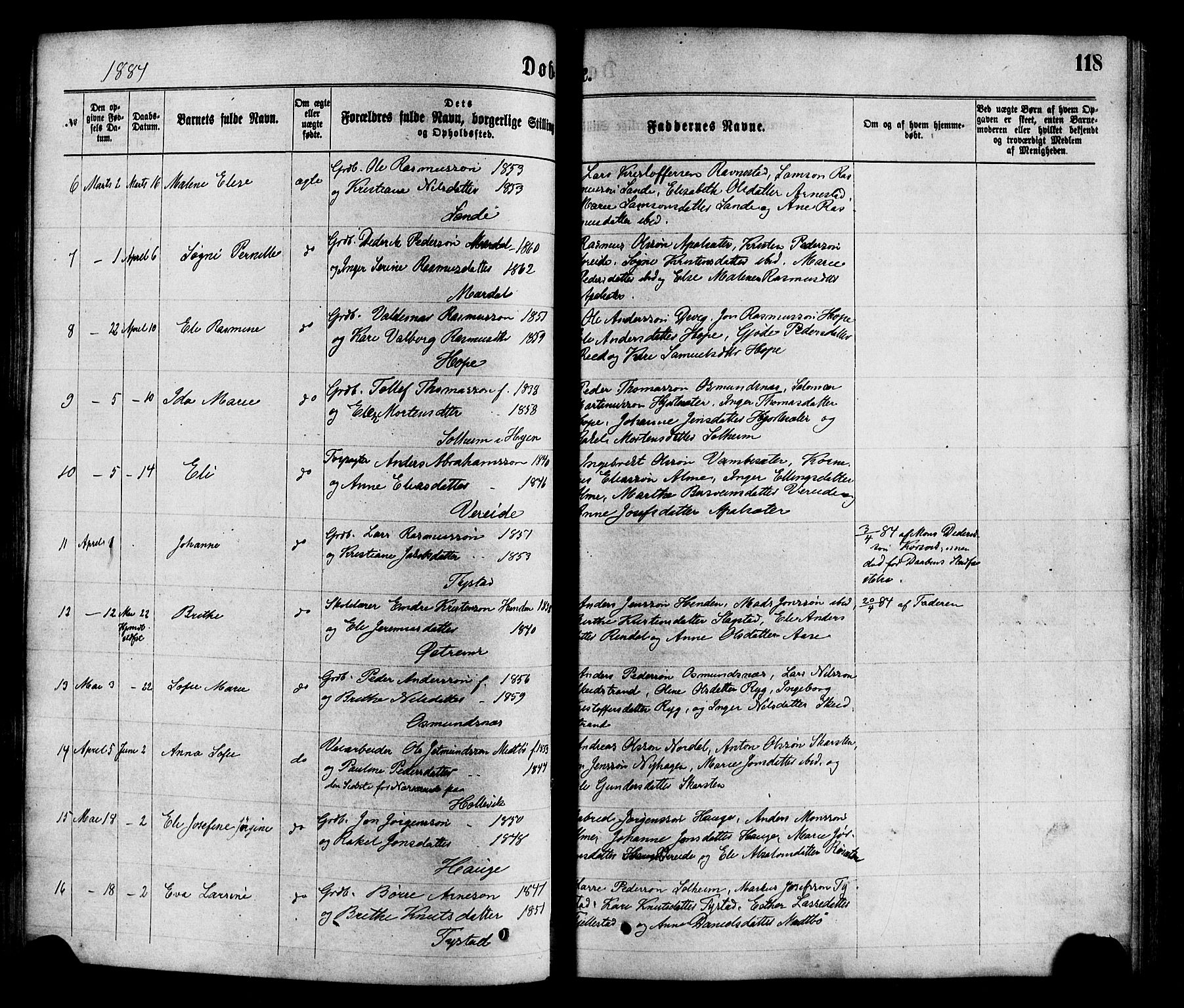 Gloppen sokneprestembete, AV/SAB-A-80101/H/Haa/Haaa/L0010: Parish register (official) no. A 10, 1871-1884, p. 118