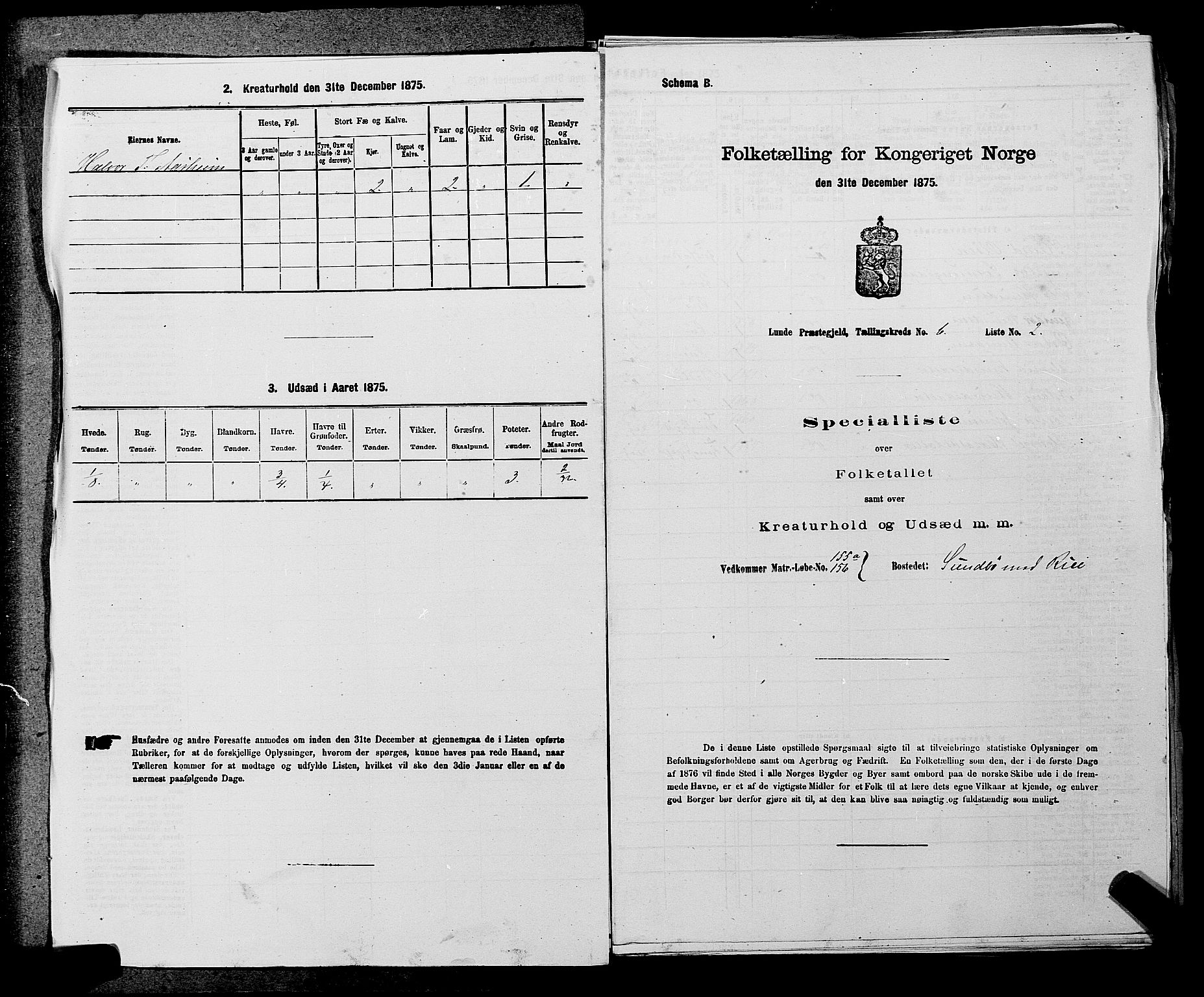 SAKO, 1875 census for 0820P Lunde, 1875, p. 816