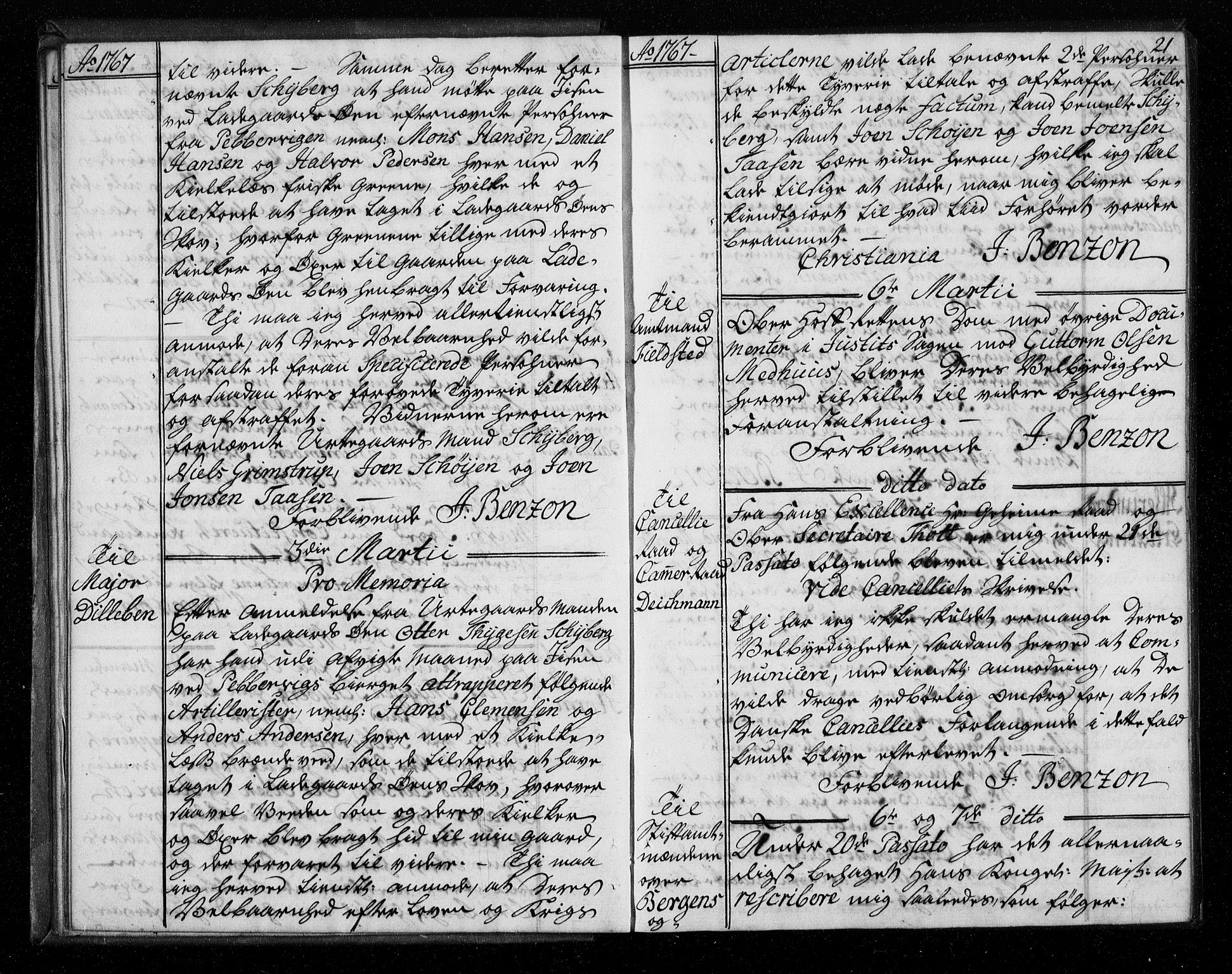 Stattholderembetet 1572-1771, AV/RA-EA-2870/Bf/L0006: Stattholderprotokoll (allmenn kopibok), 1767-1768, p. 20b-21a