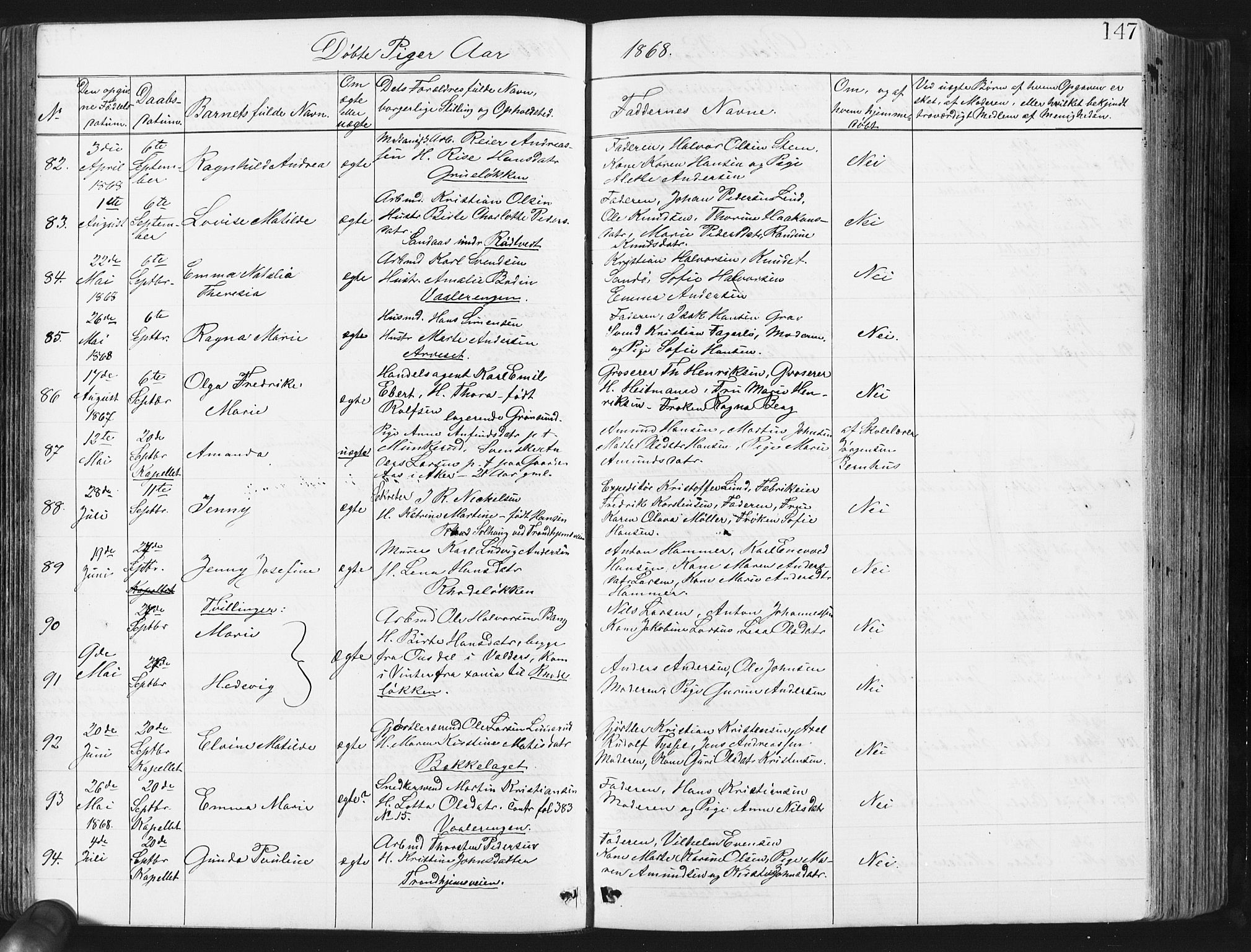 Østre Aker prestekontor Kirkebøker, AV/SAO-A-10840/G/Ga/L0003: Parish register (copy) no. I 3, 1868-1913, p. 147