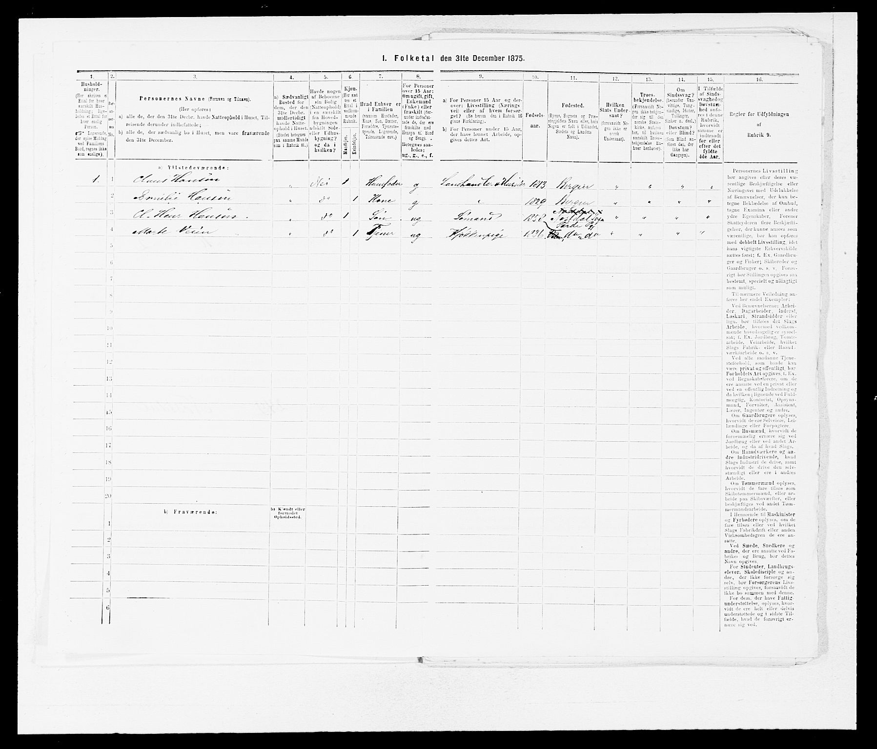 SAB, 1875 census for 1432P Førde, 1875, p. 1166