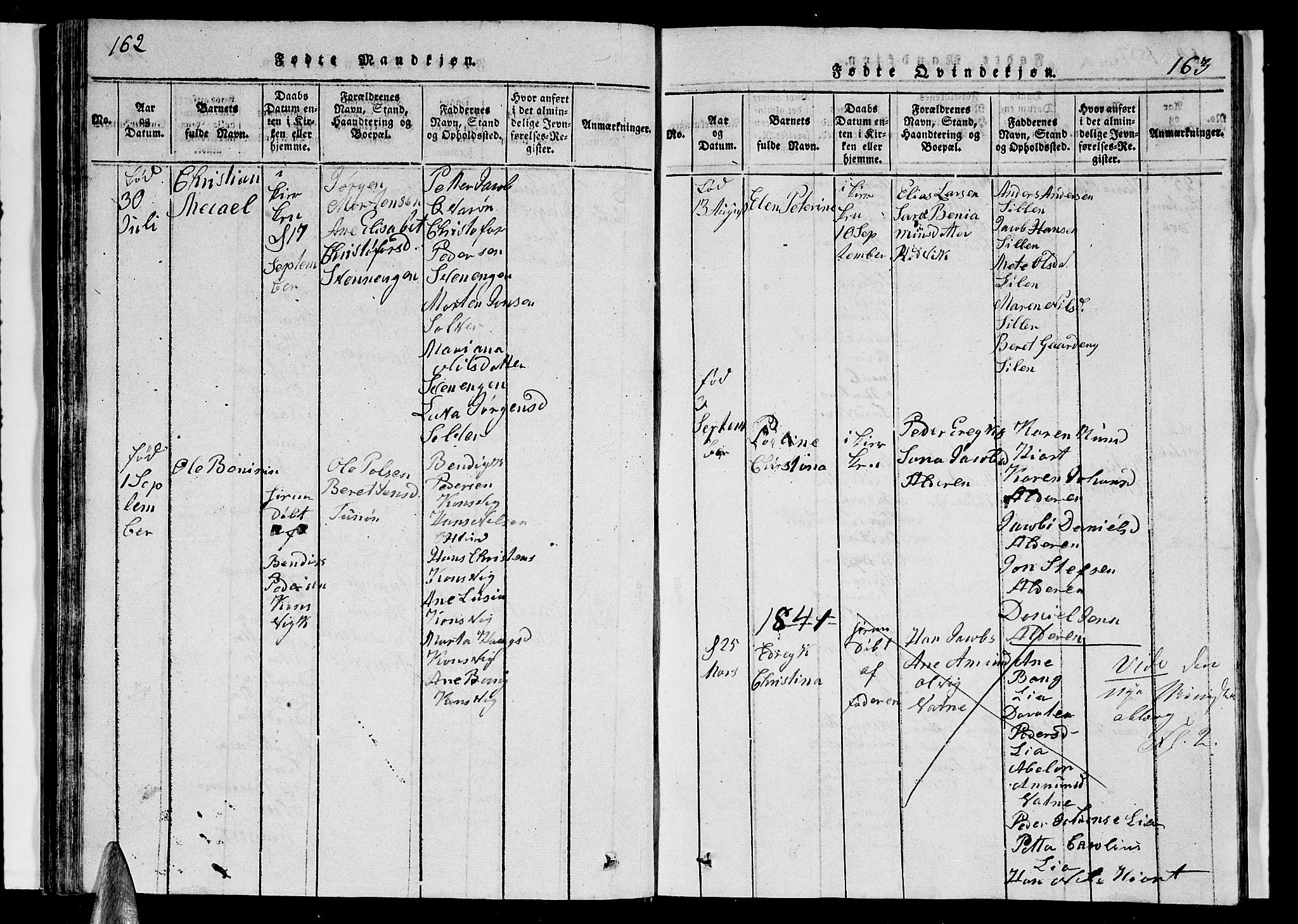 Ministerialprotokoller, klokkerbøker og fødselsregistre - Nordland, SAT/A-1459/839/L0571: Parish register (copy) no. 839C01, 1820-1840, p. 162-163