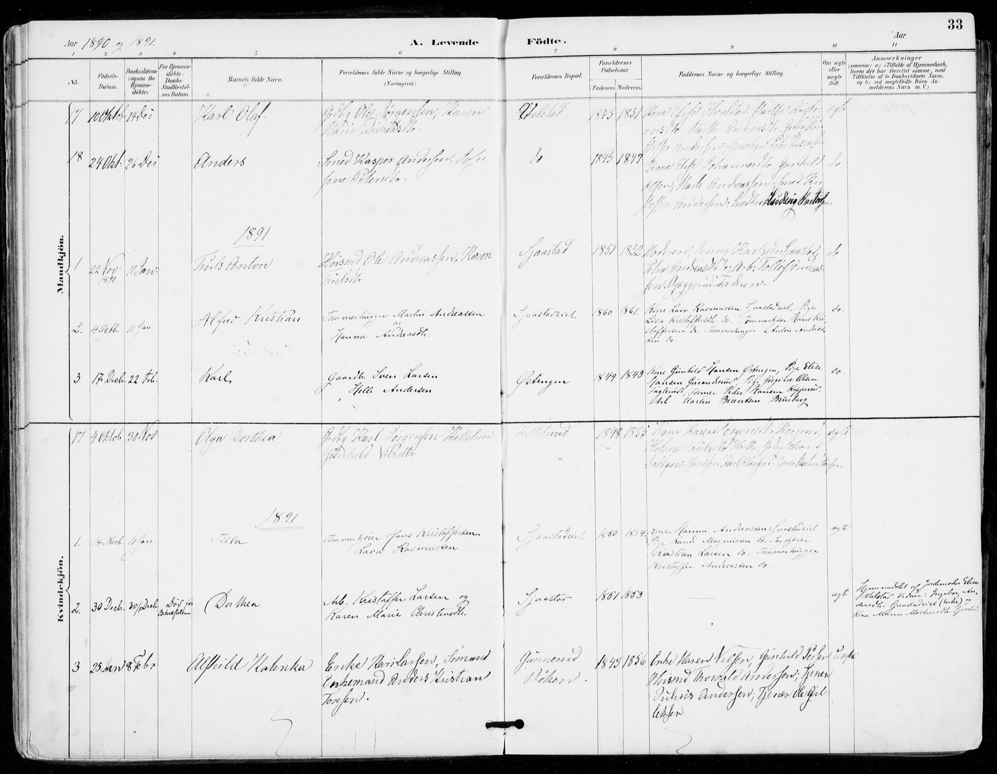 Sylling kirkebøker, SAKO/A-247/F/Fa/L0001: Parish register (official) no. 1, 1883-1910, p. 33