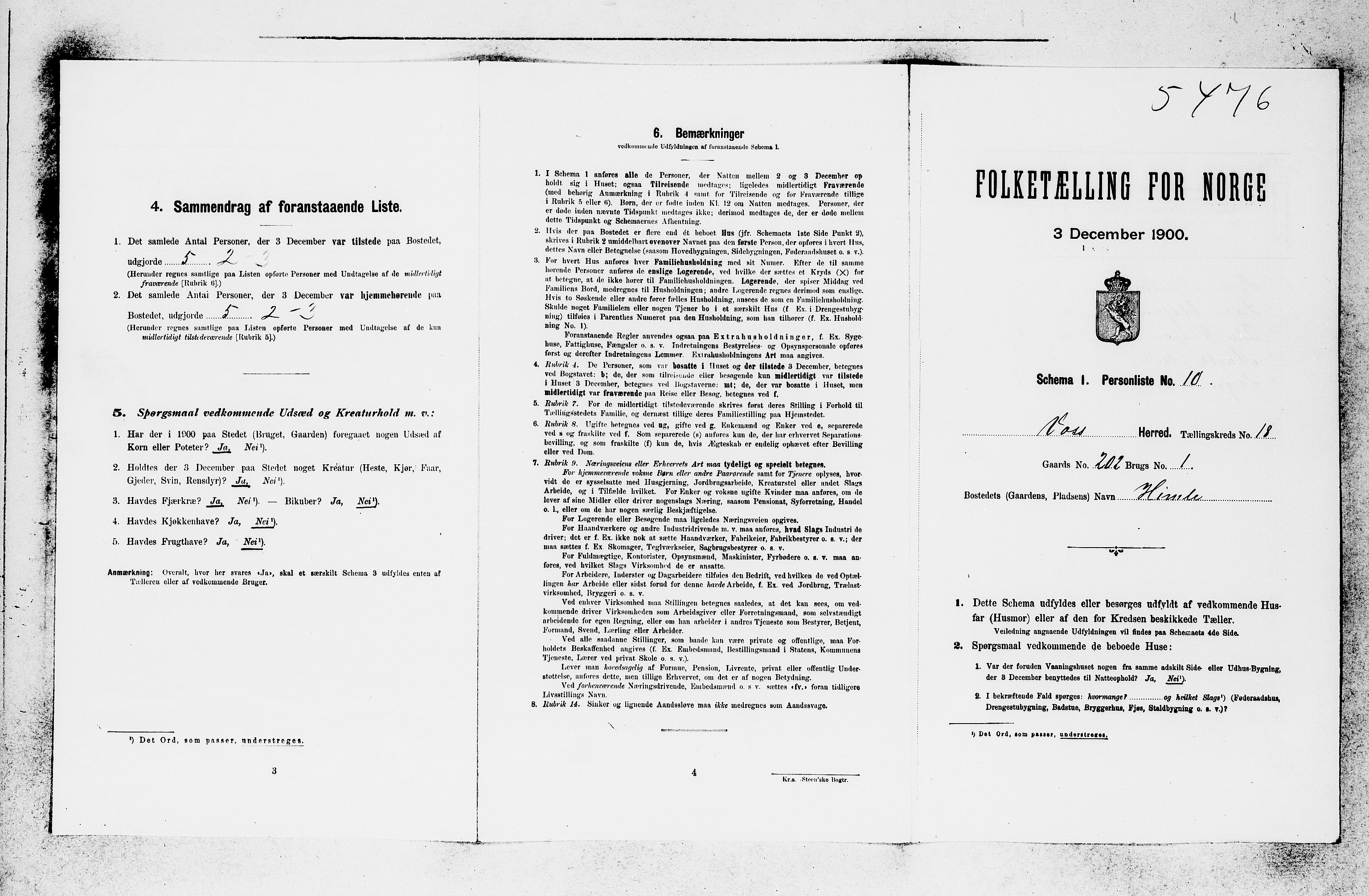 SAB, 1900 census for Voss, 1900, p. 1987