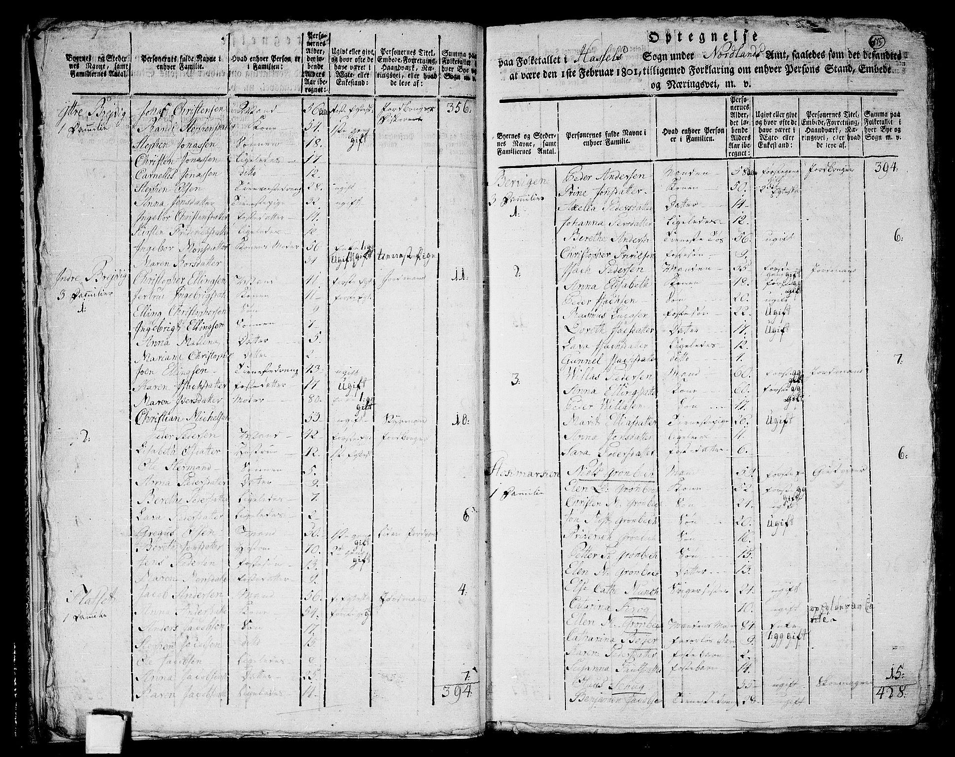 RA, 1801 census for 1866P Hadsel, 1801, p. 674b-675a