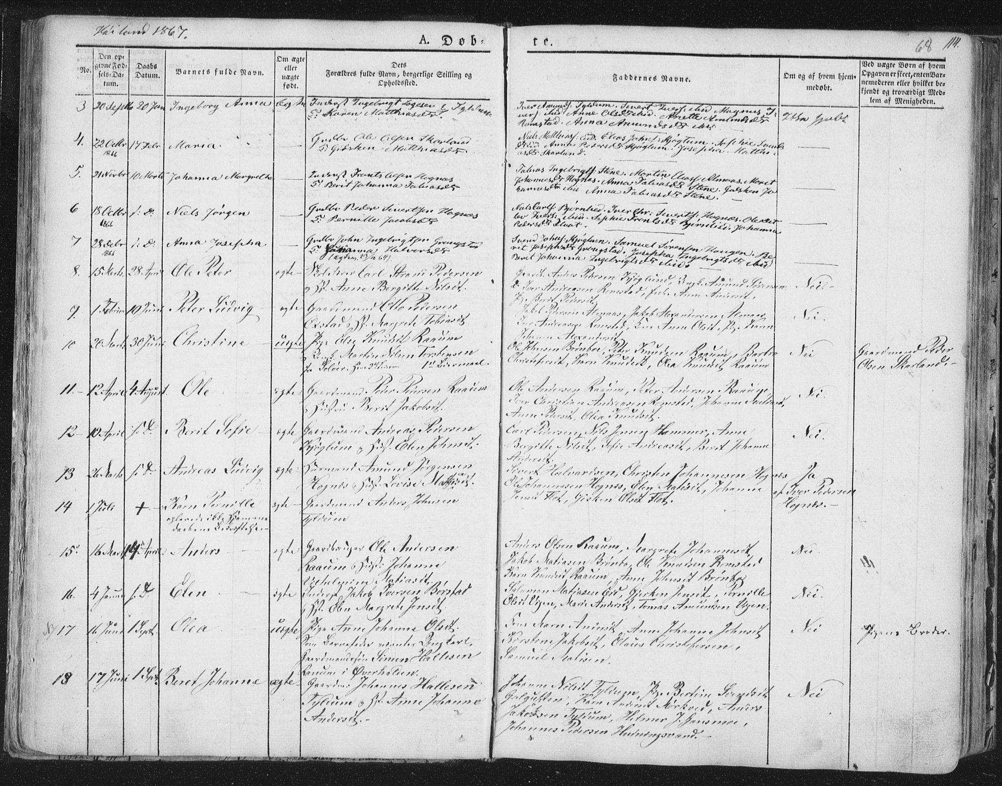 Ministerialprotokoller, klokkerbøker og fødselsregistre - Nord-Trøndelag, SAT/A-1458/758/L0513: Parish register (official) no. 758A02 /2, 1839-1868, p. 68
