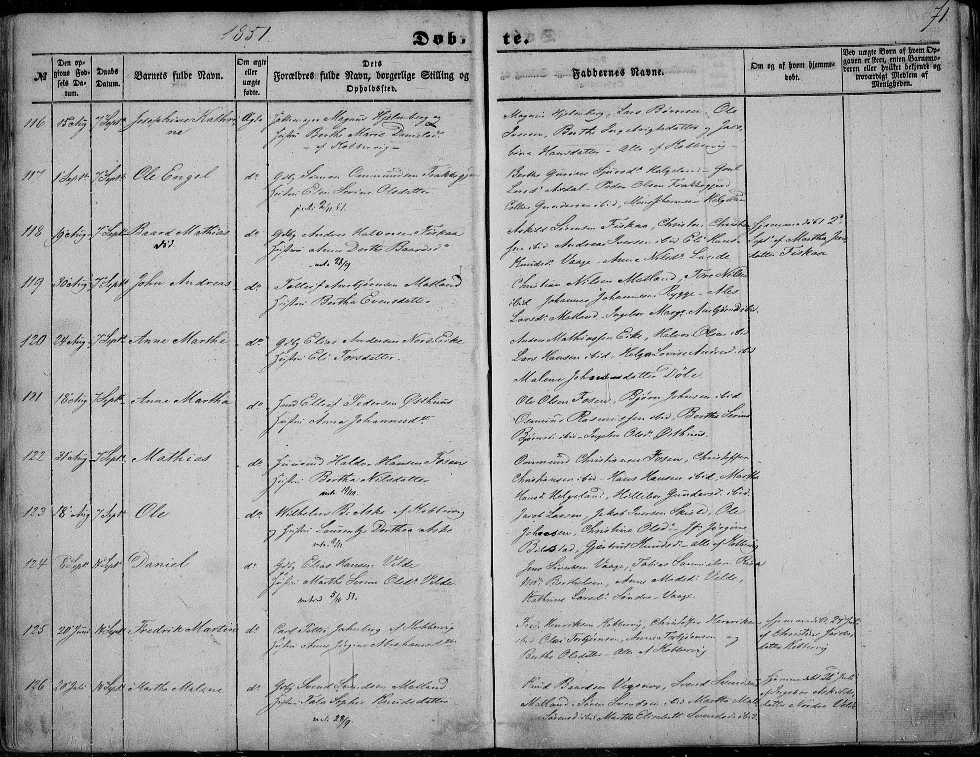 Avaldsnes sokneprestkontor, AV/SAST-A -101851/H/Ha/Haa/L0008: Parish register (official) no. A 8, 1847-1857, p. 71