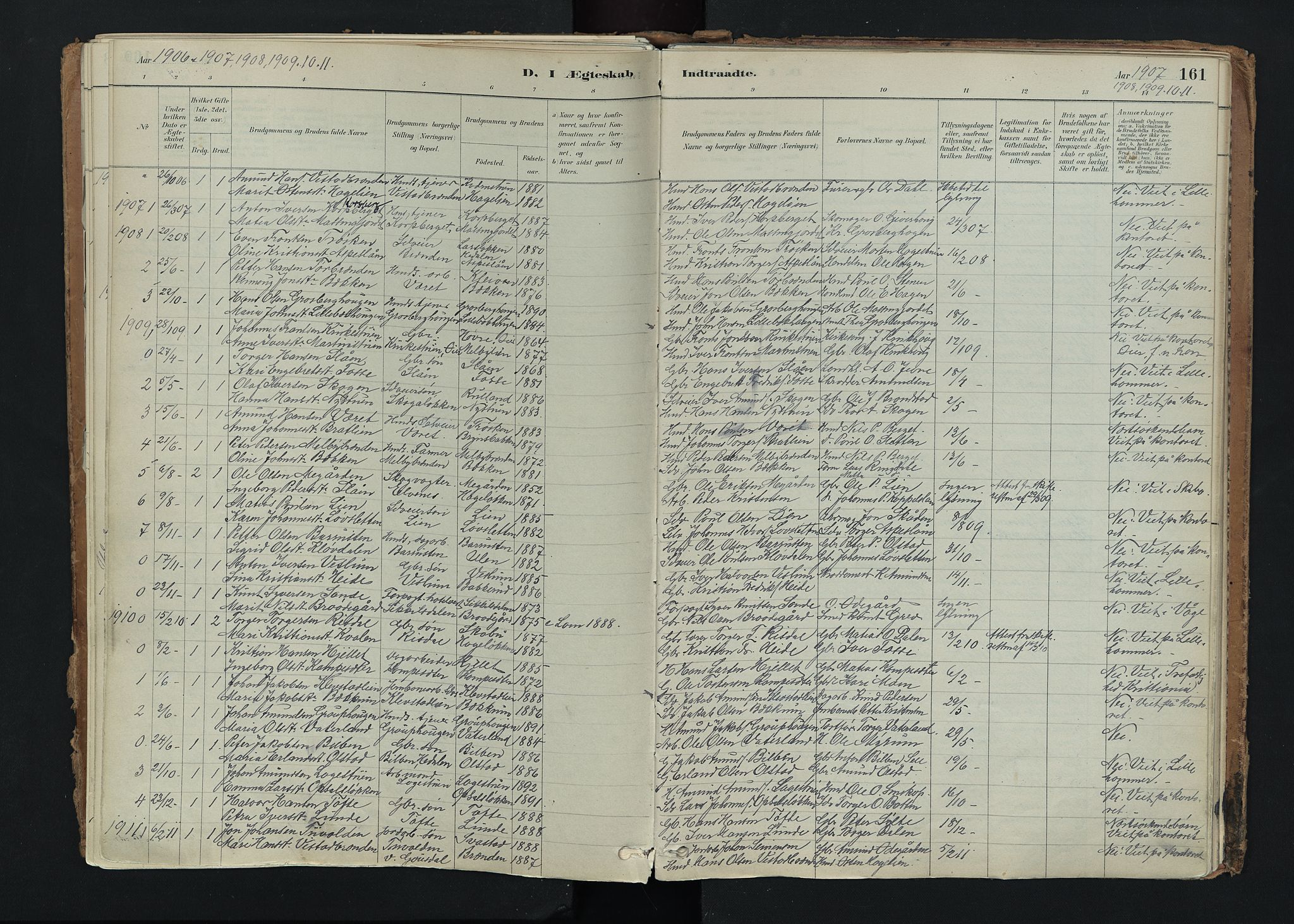 Nord-Fron prestekontor, SAH/PREST-080/H/Ha/Haa/L0005: Parish register (official) no. 5, 1884-1914, p. 161