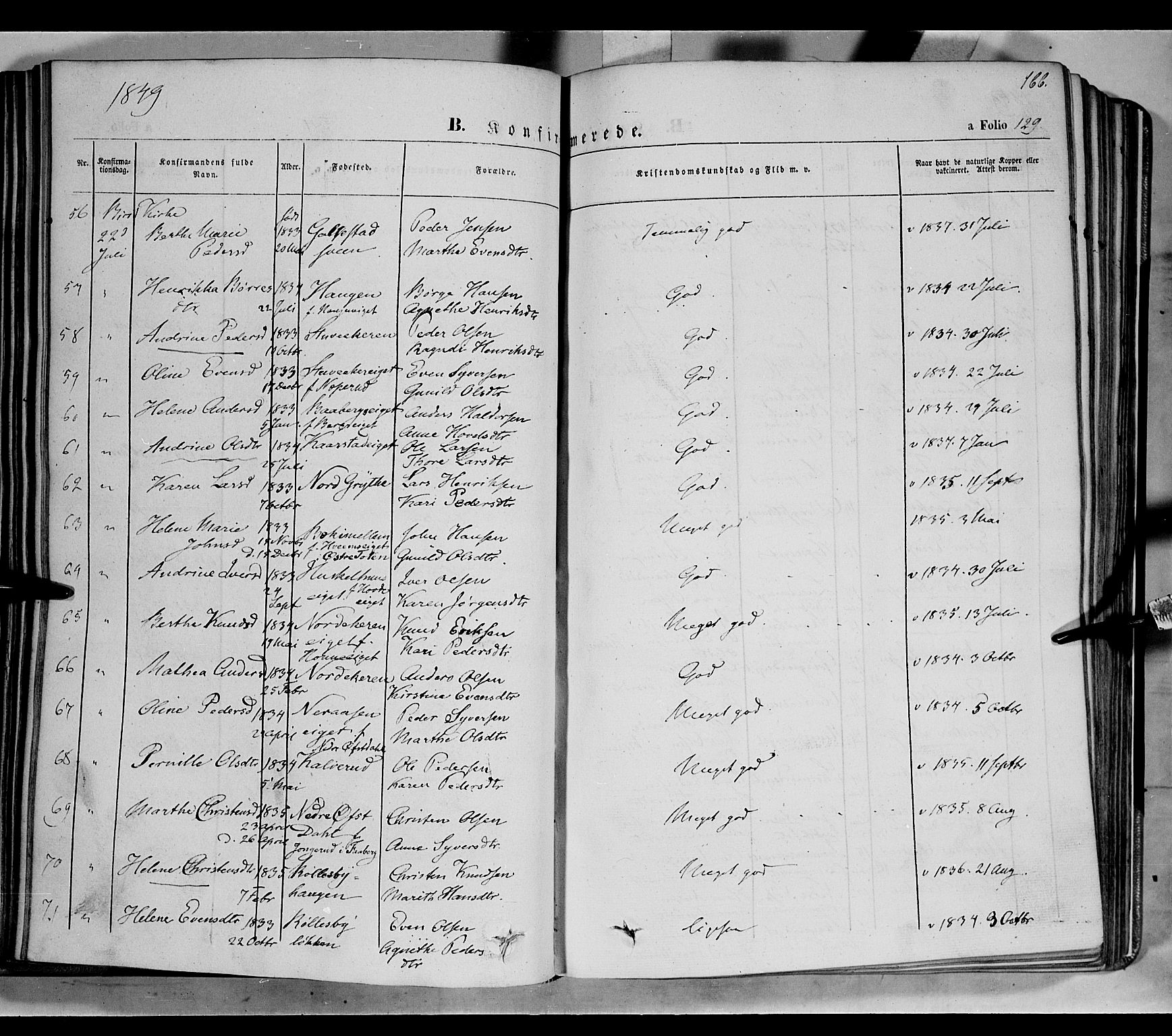 Biri prestekontor, AV/SAH-PREST-096/H/Ha/Haa/L0005: Parish register (official) no. 5, 1843-1854, p. 166