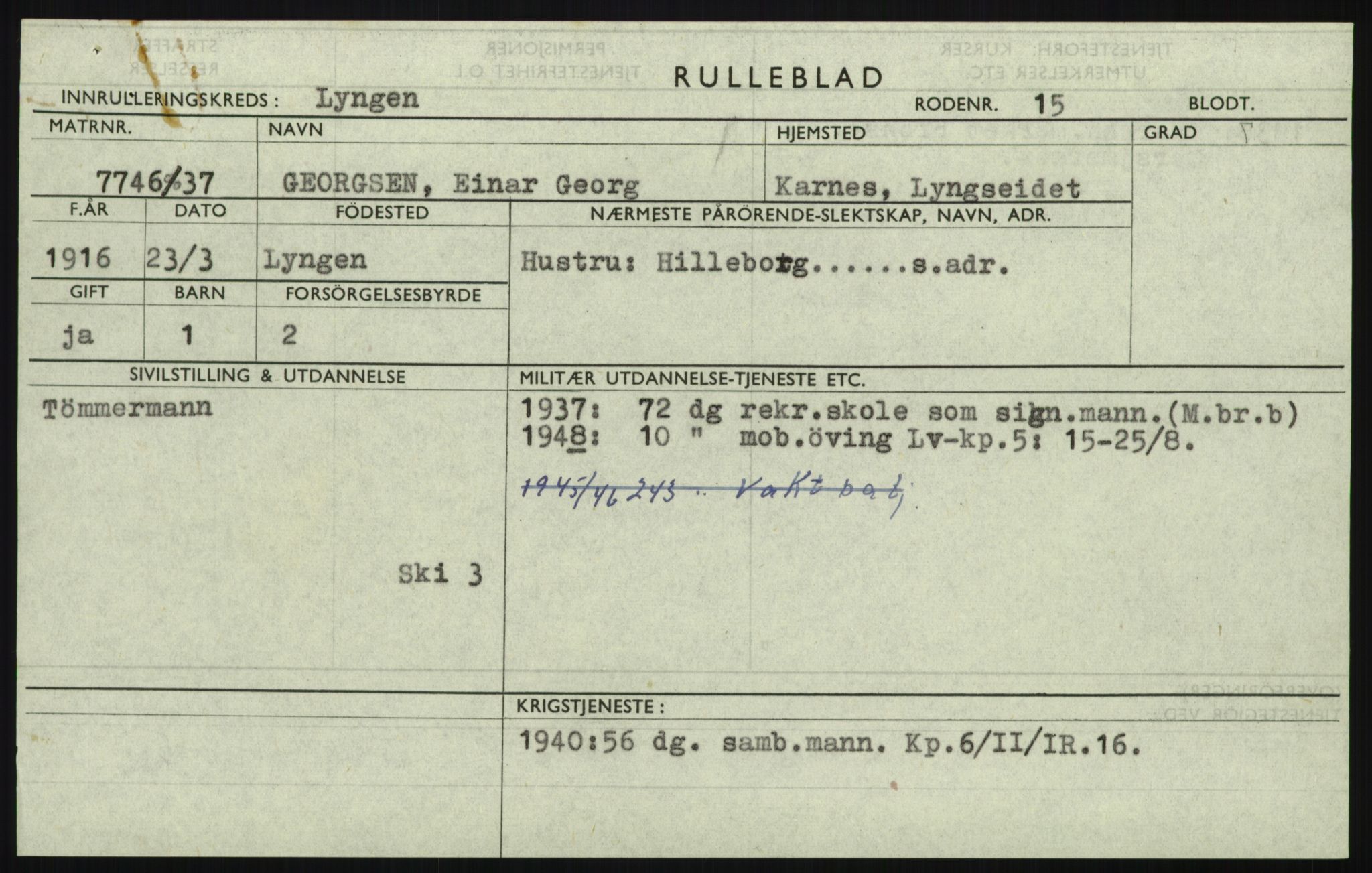 Forsvaret, Troms infanteriregiment nr. 16, AV/RA-RAFA-3146/P/Pa/L0021: Rulleblad for regimentets menige mannskaper, årsklasse 1937, 1937, p. 207