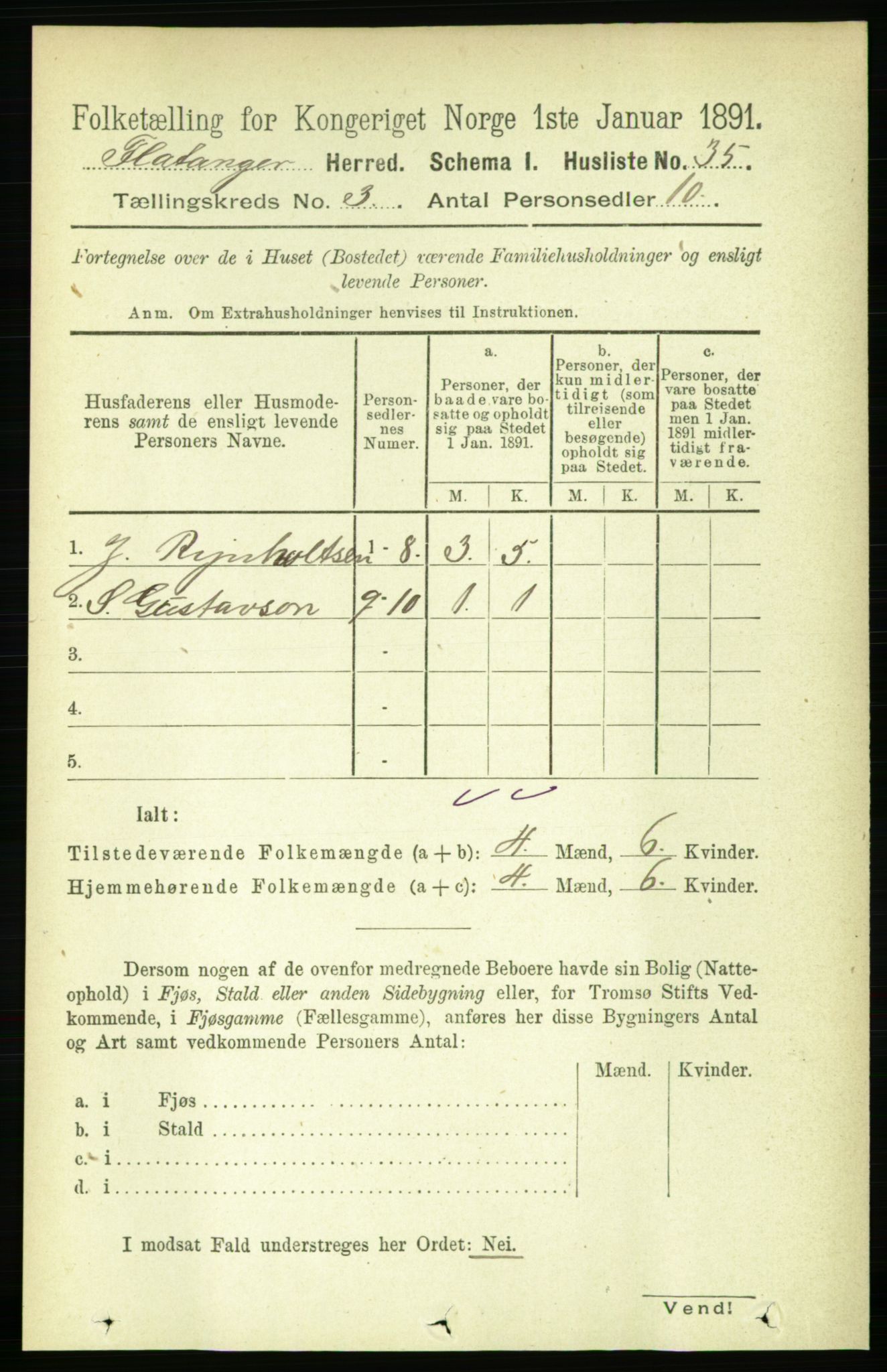 RA, 1891 census for 1749 Flatanger, 1891, p. 1310