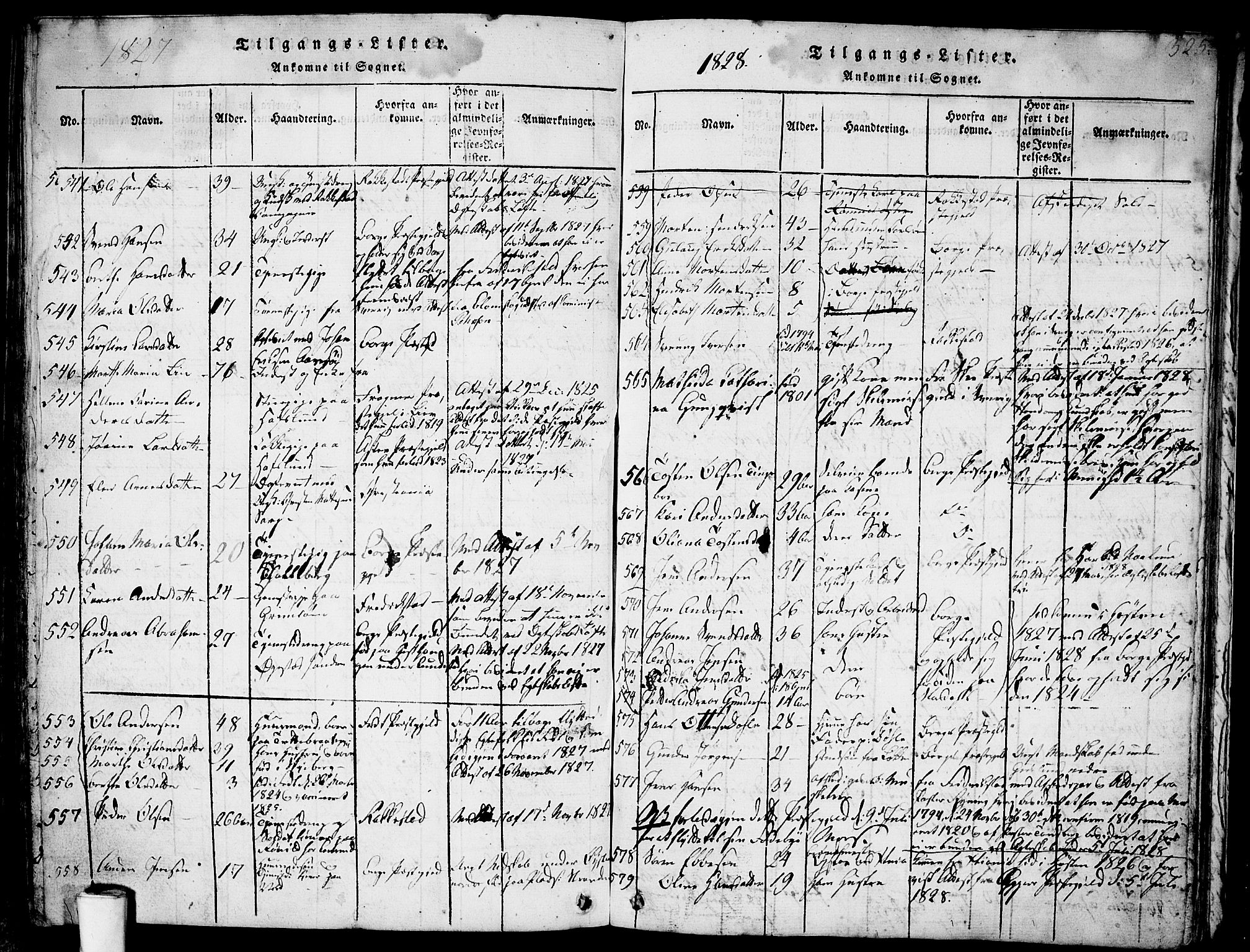 Skjeberg prestekontor Kirkebøker, SAO/A-10923/F/Fa/L0004: Parish register (official) no. I 4, 1815-1830, p. 325