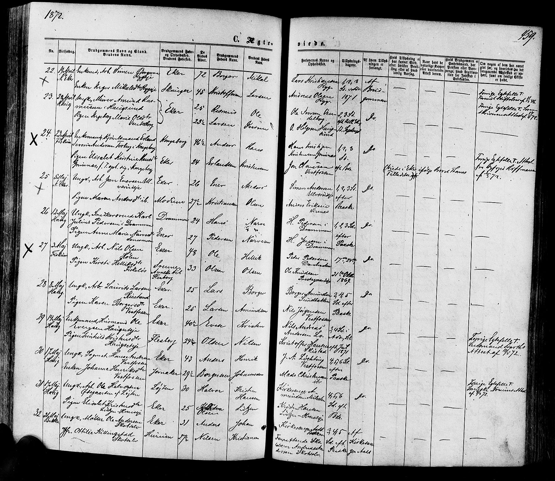 Eiker kirkebøker, AV/SAKO-A-4/F/Fa/L0017: Parish register (official) no. I 17, 1869-1877, p. 459