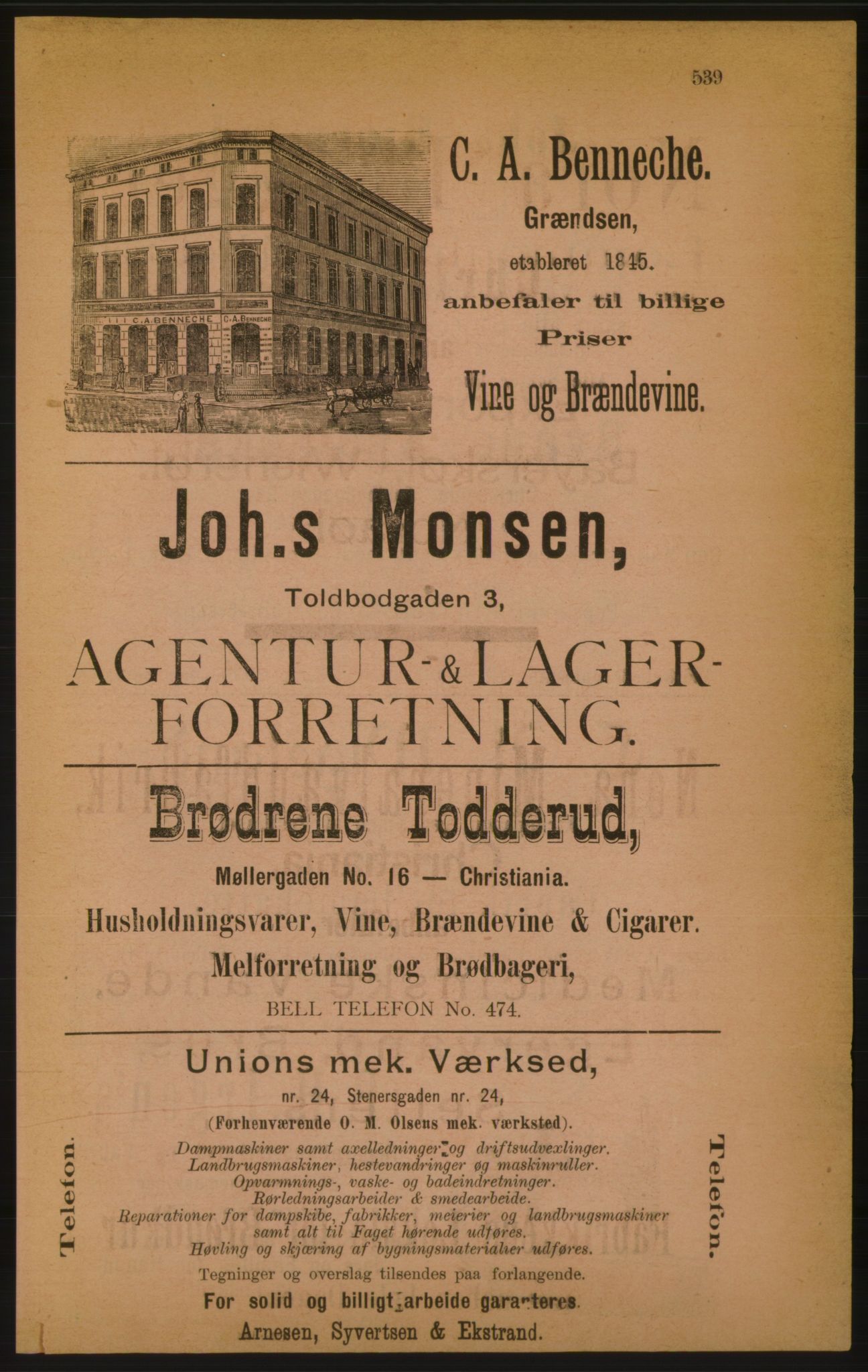 Kristiania/Oslo adressebok, PUBL/-, 1886, p. 539