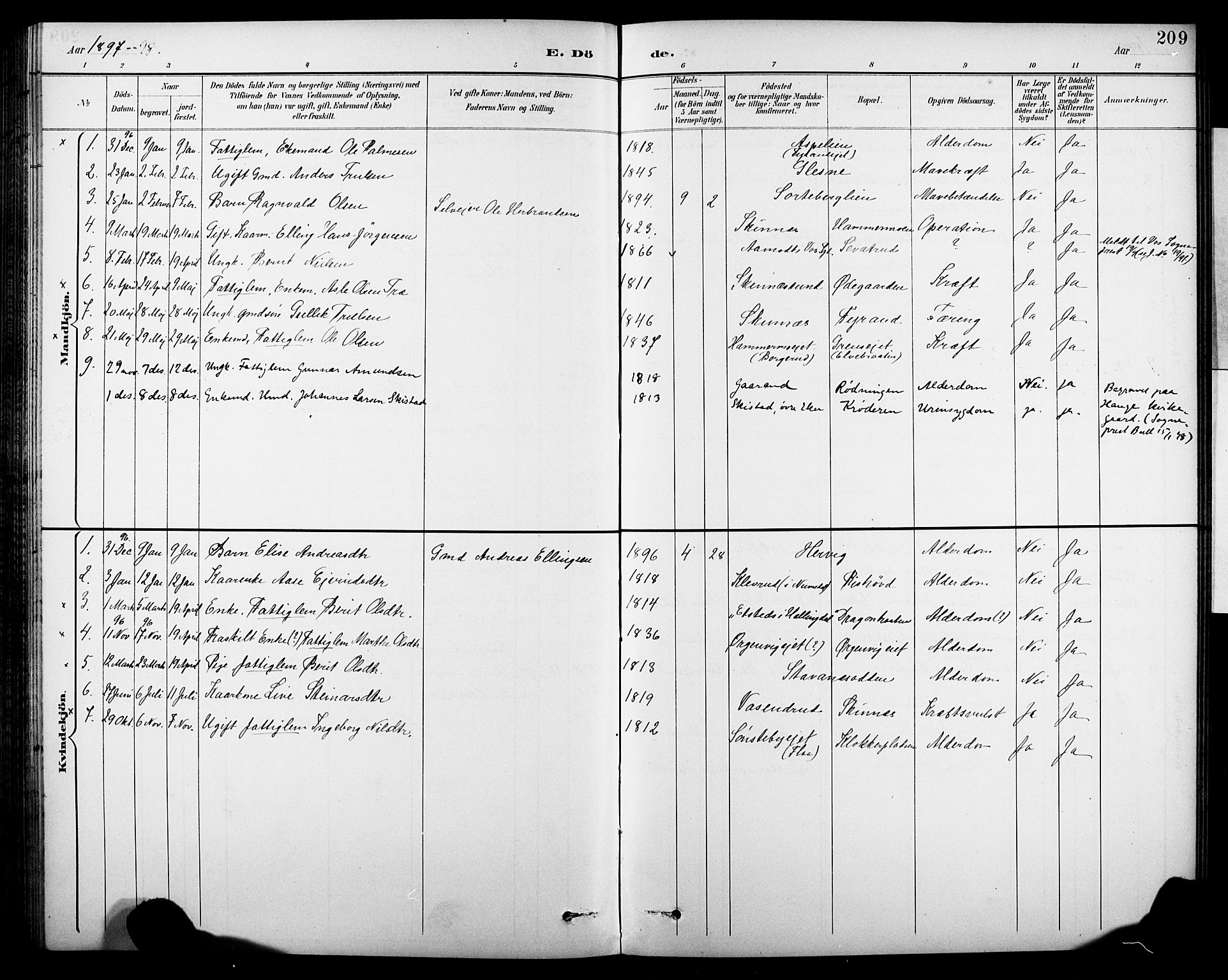 Krødsherad kirkebøker, SAKO/A-19/G/Ga/L0002: Parish register (copy) no. 2, 1894-1918, p. 209