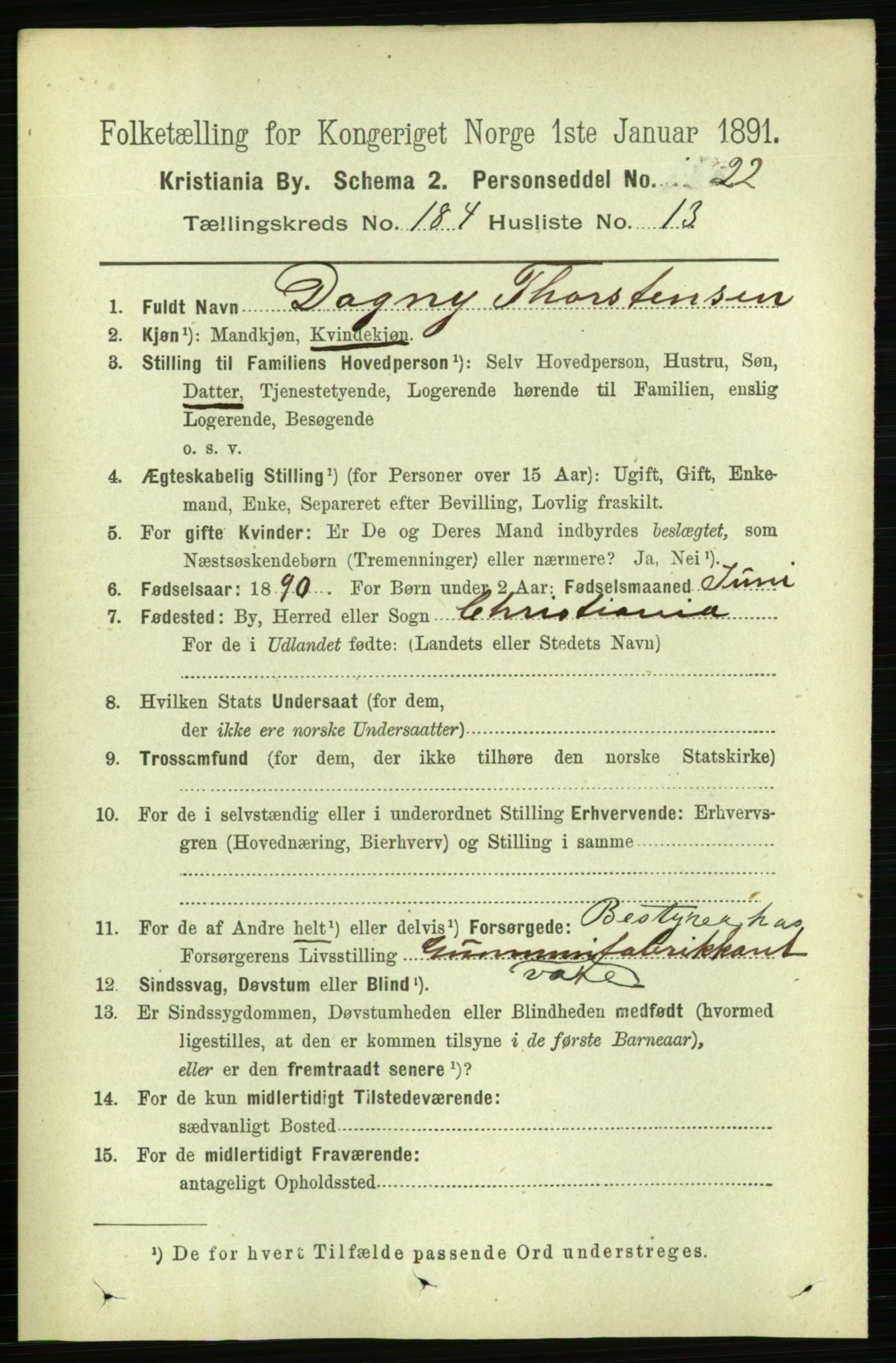 RA, 1891 census for 0301 Kristiania, 1891, p. 110551