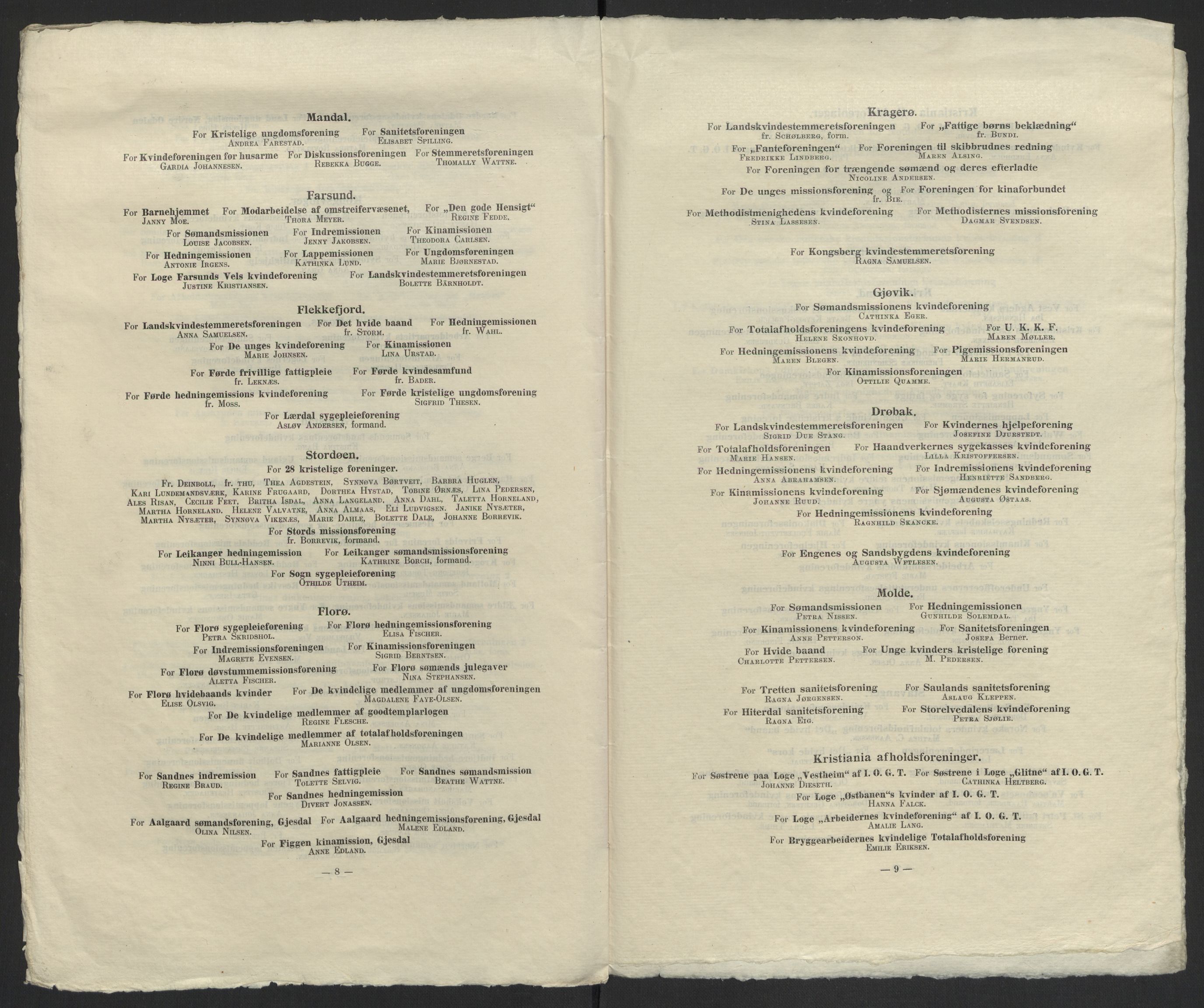 Justisdepartementet, 2. sivilkontor C, AV/RA-S-1040/F/L0125B/0002: Folkeavstemmingen august 1905 / Kvinnenes stemmelister, 1905, p. 297