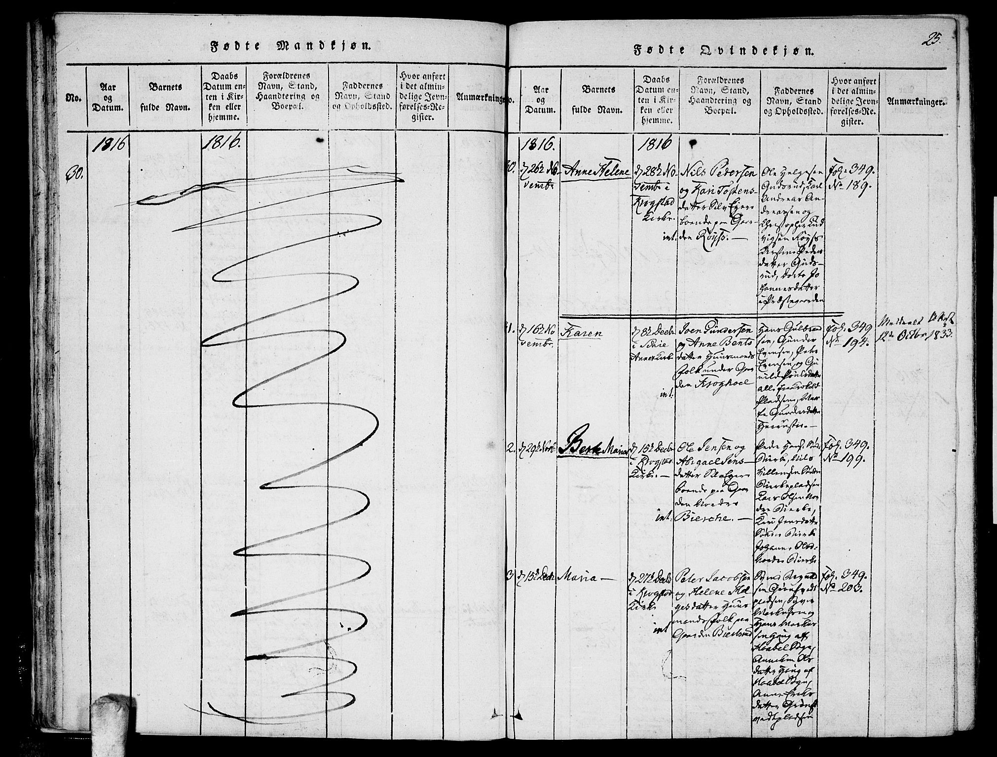 Kråkstad prestekontor Kirkebøker, AV/SAO-A-10125a/F/Fa/L0003: Parish register (official) no. I 3, 1813-1824, p. 25